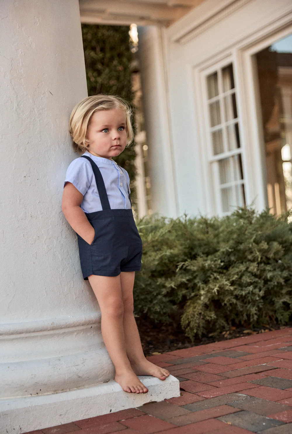 Little Parni Navy Blue Boys Striped Shirt (K651 NVY)- WRINKLE FREE FABRIC - Image 2
