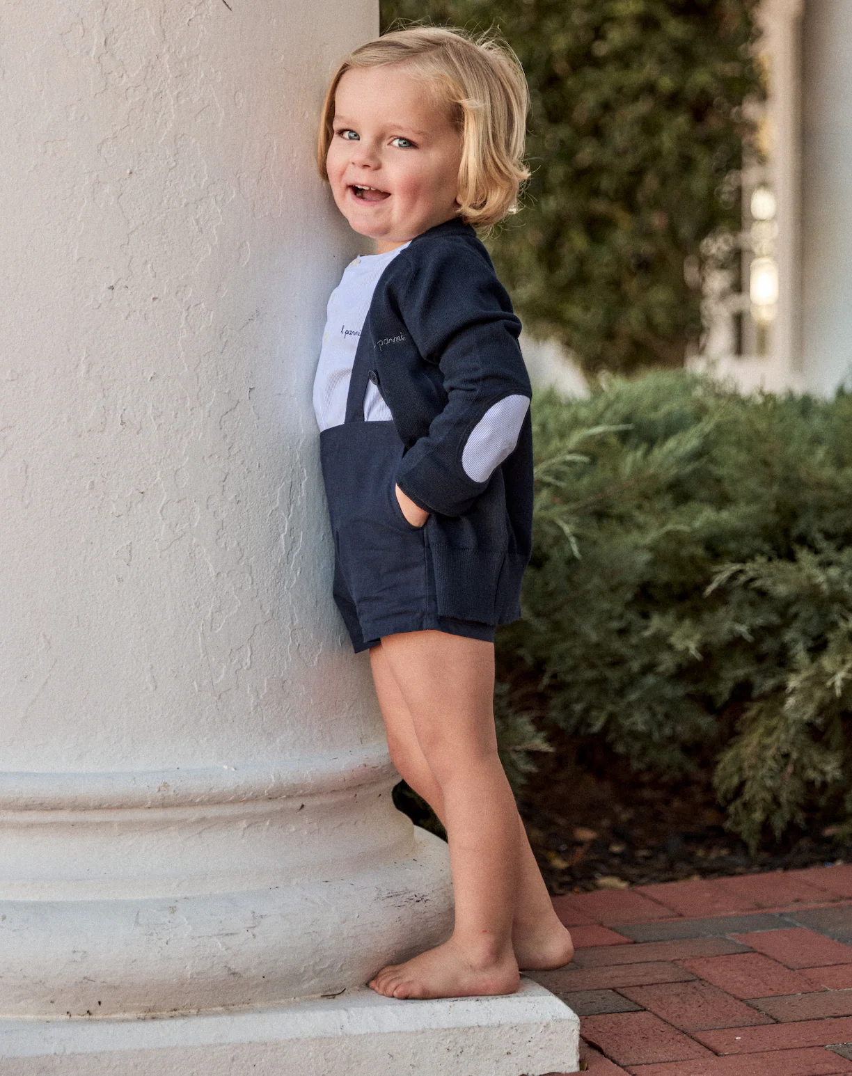 Little Parni Navy Blue Boys Cotton Overalls (K659 NVY) - Image 2