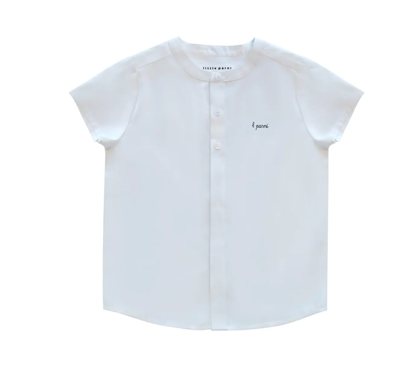 Little Parni White / Navy Signature Placket Shirt (K667 Wht/Nvy)- WRINKLE FREE FABRIC