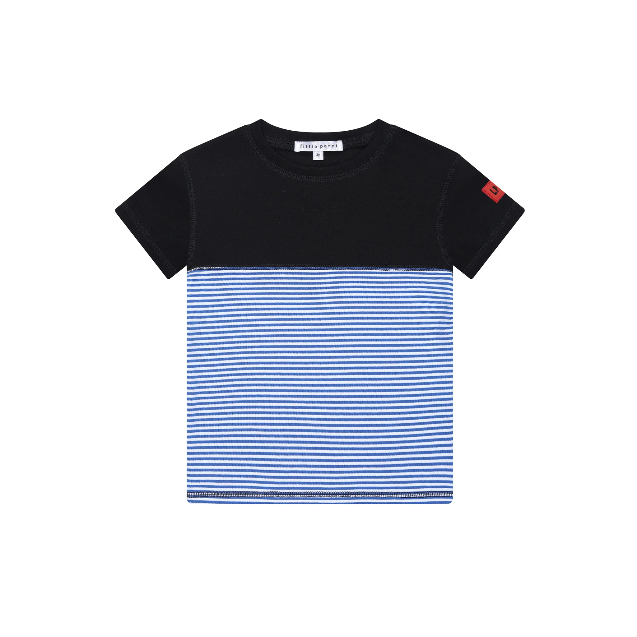 Little Parni Royal Blue/White Striped Boys Crewneck Tshirt (K625)