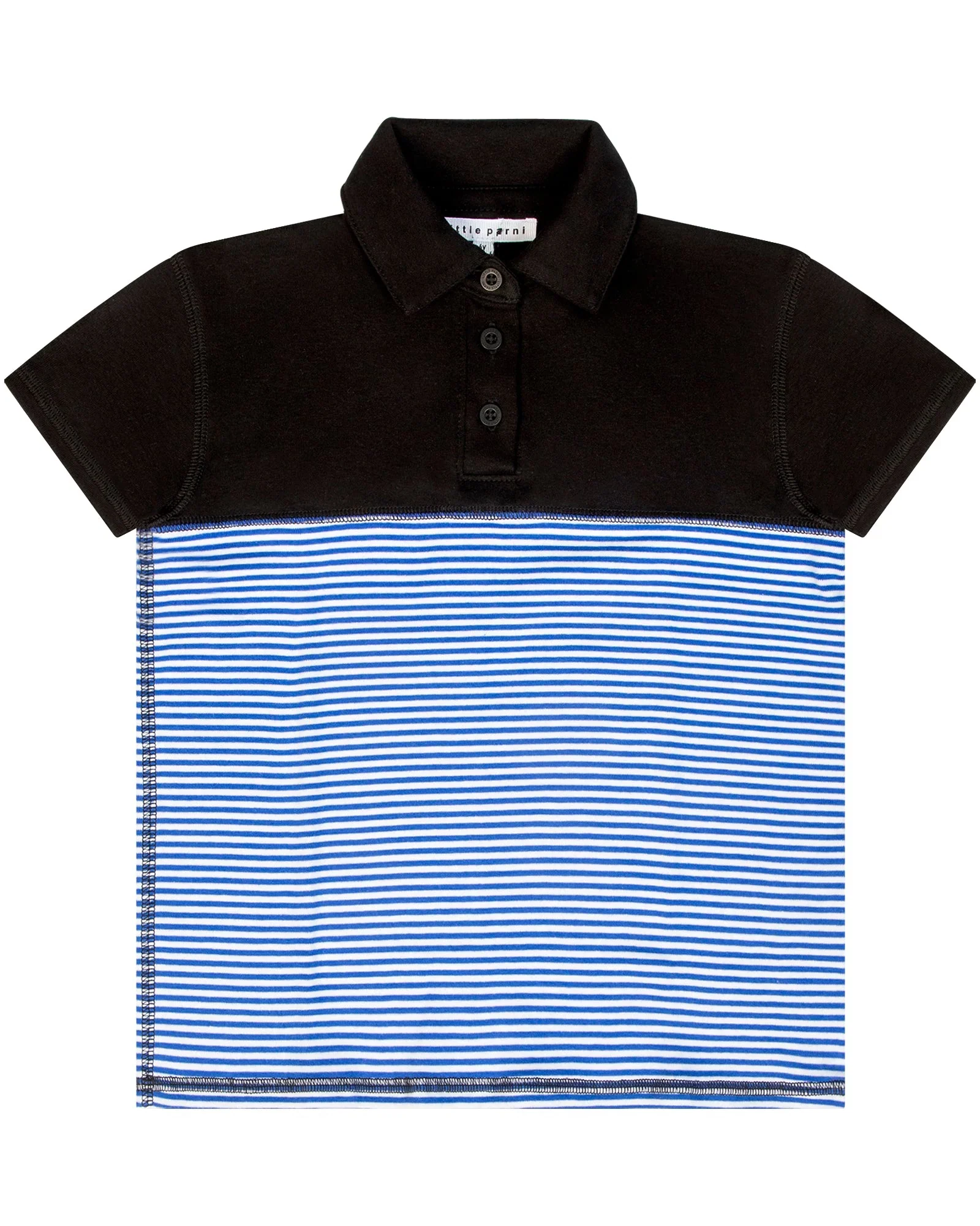 Little Parni Royal Blue/White Striped Boys Polo (K624)