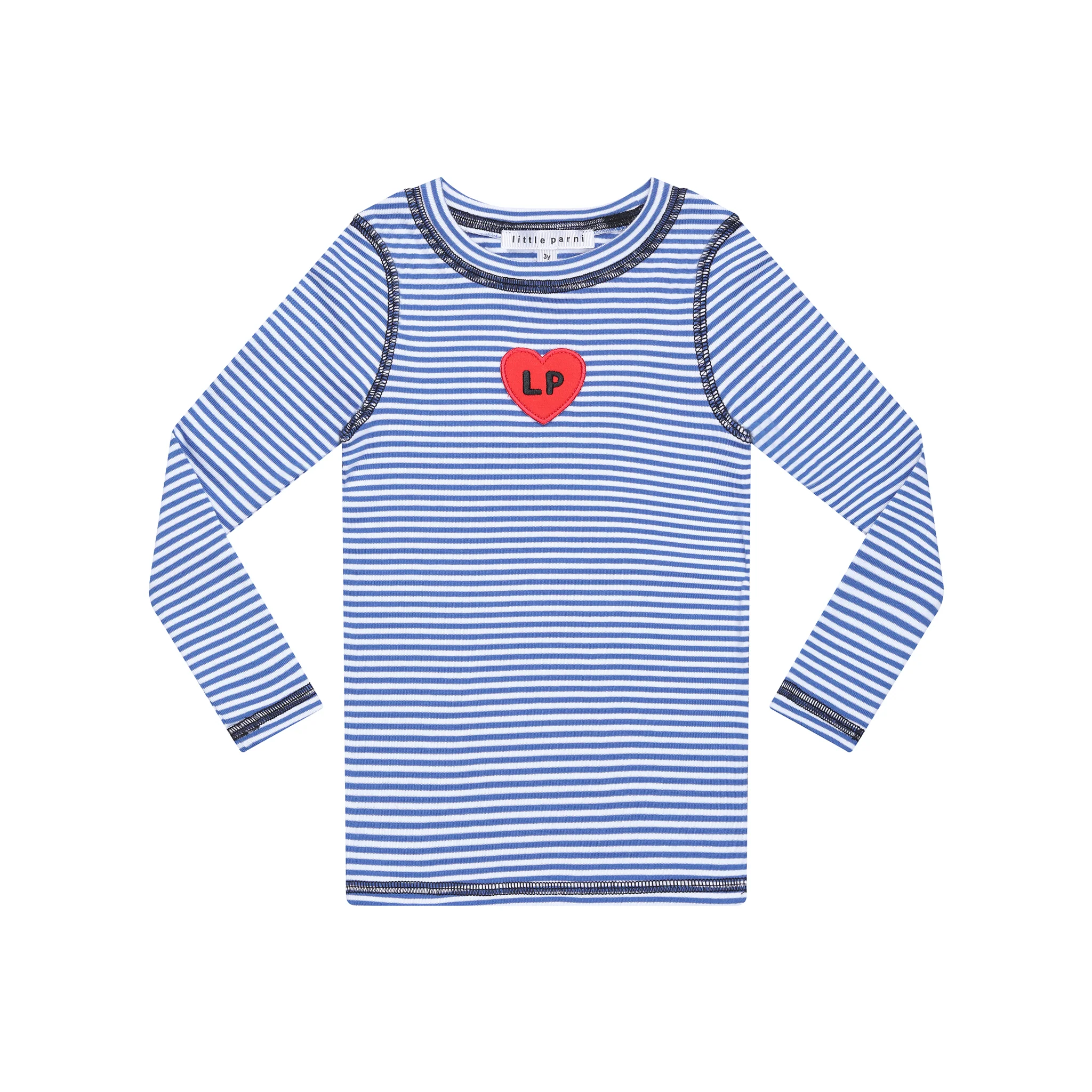 Little Parni Royal Blue/White Striped Tshirt - Long Sleeves (K622)