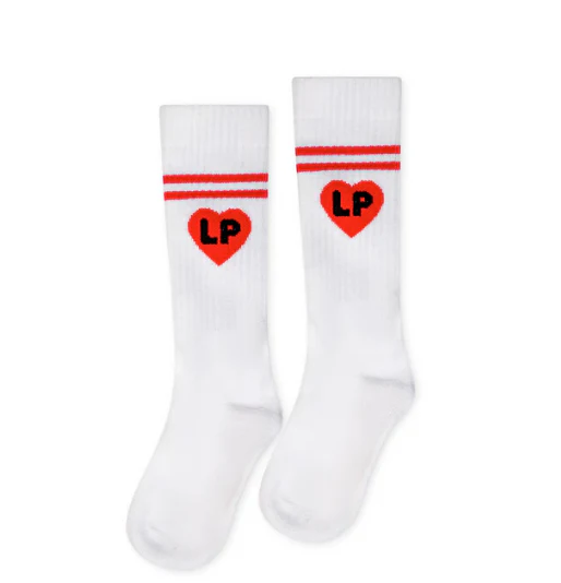 Little Parni White/Coral Knee Socks (LP-006)