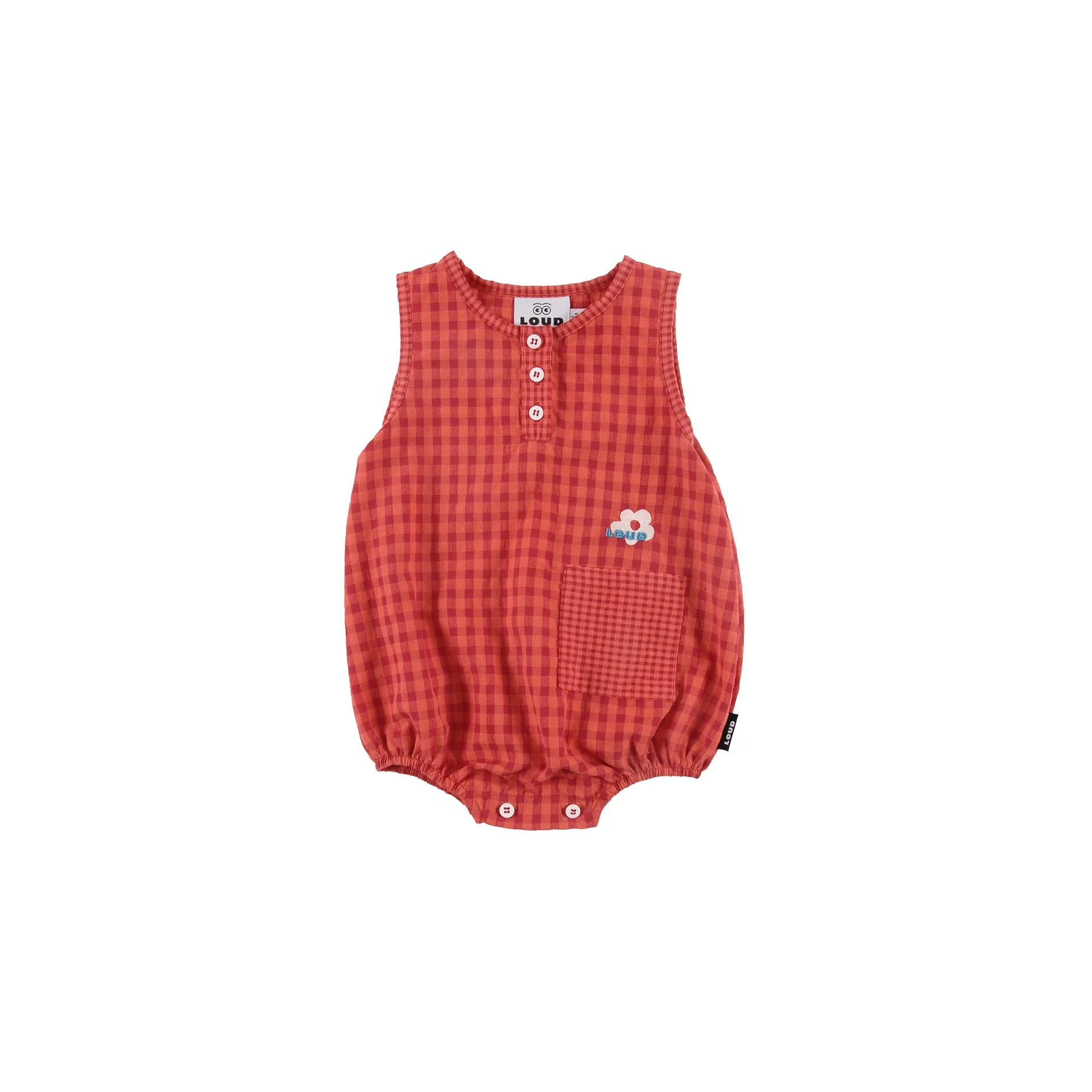 Loud Apparel Red Check Baby Romper Relaxed Fit