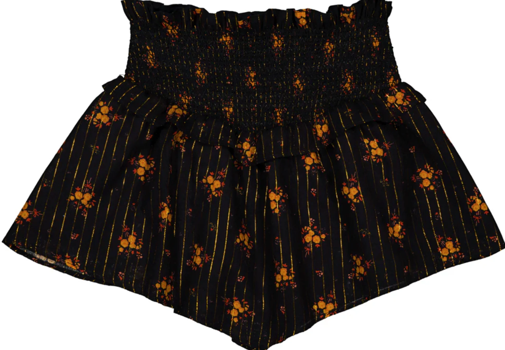 Louis Louise Black Skirt Lira Stripe Lurex Romantic Flower- Long Covers Knee