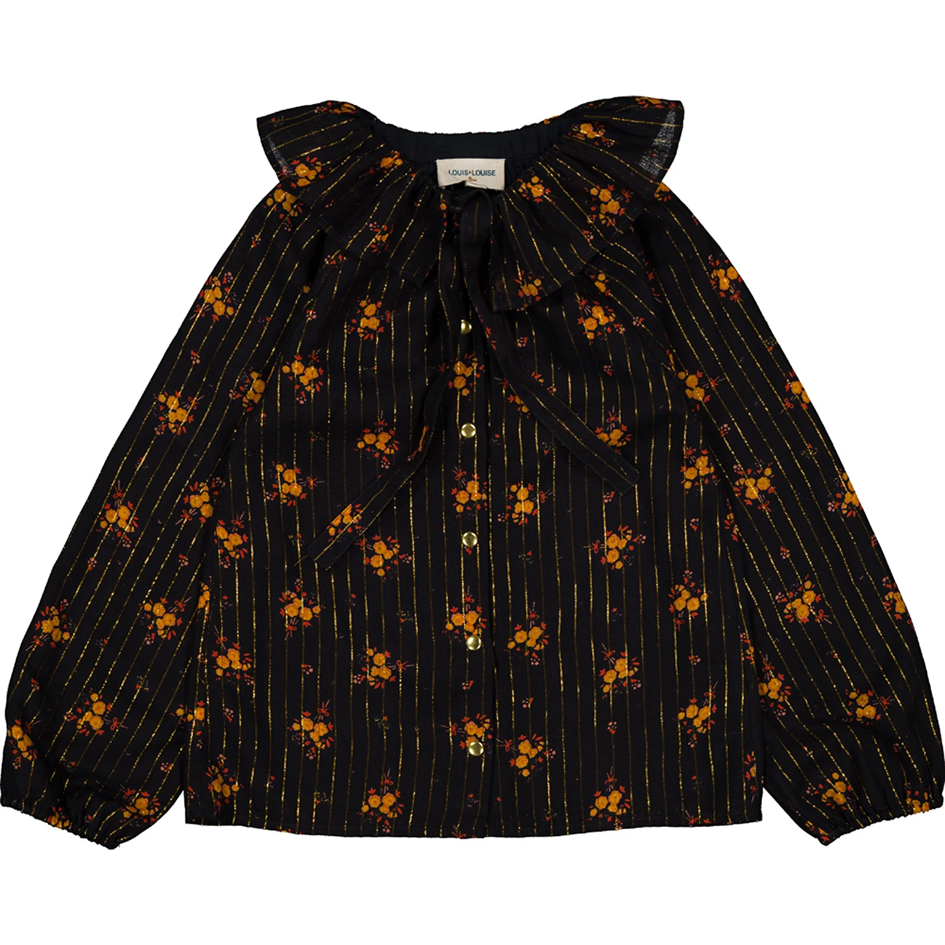 Louis Louise Black Tunic Angele Stripe Lurex Romantic Flower