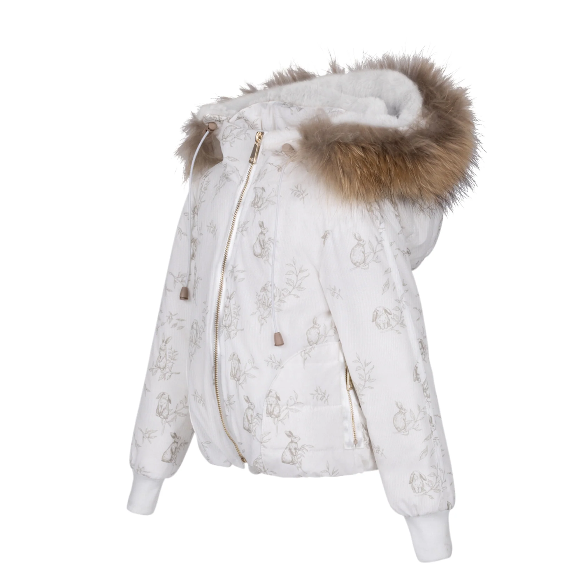 Manteau Jr. Taupe Baby Bunny Printed Coat - Image 2