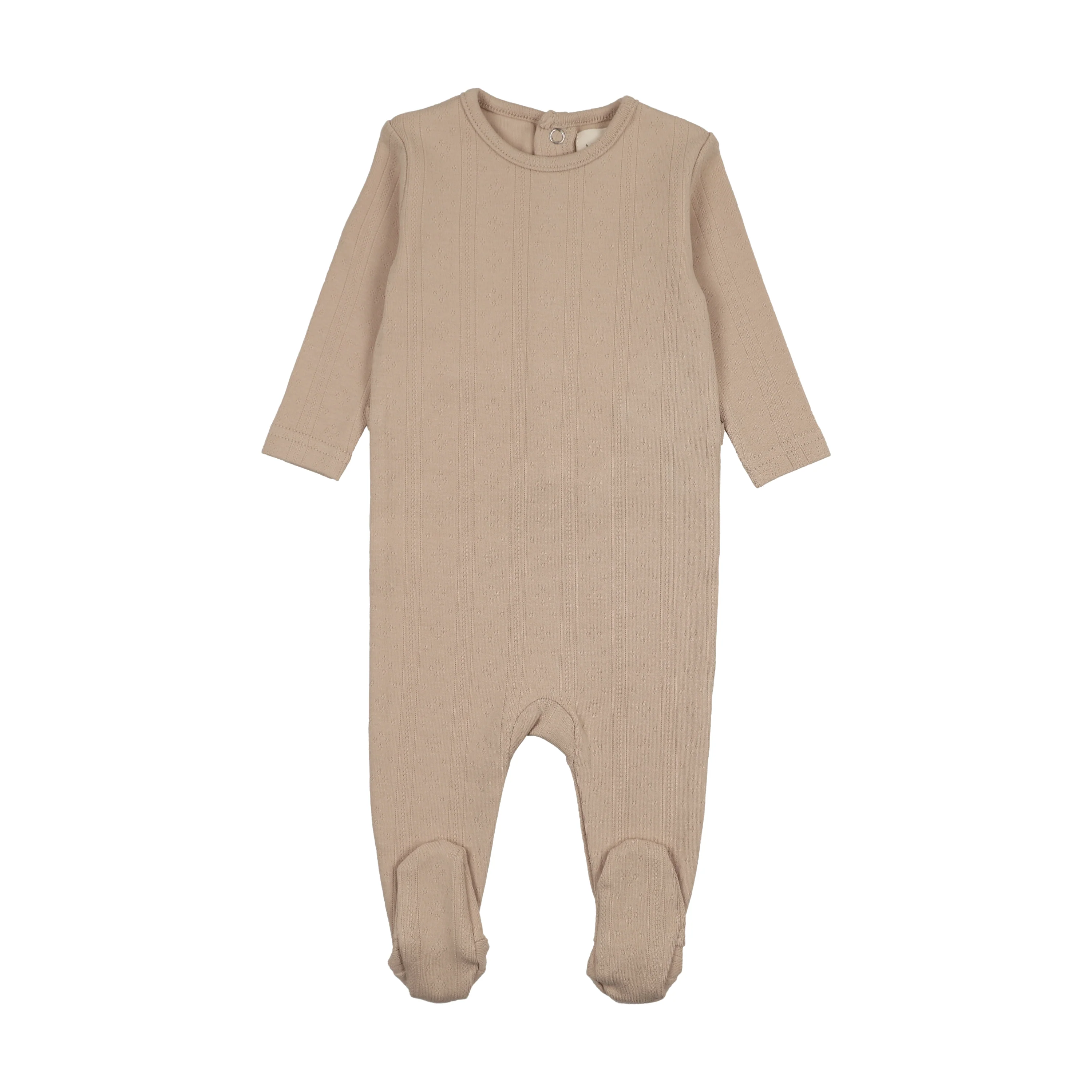 Mema Knits Beige Mélange Pointelle Base Footie For Knits (M452)