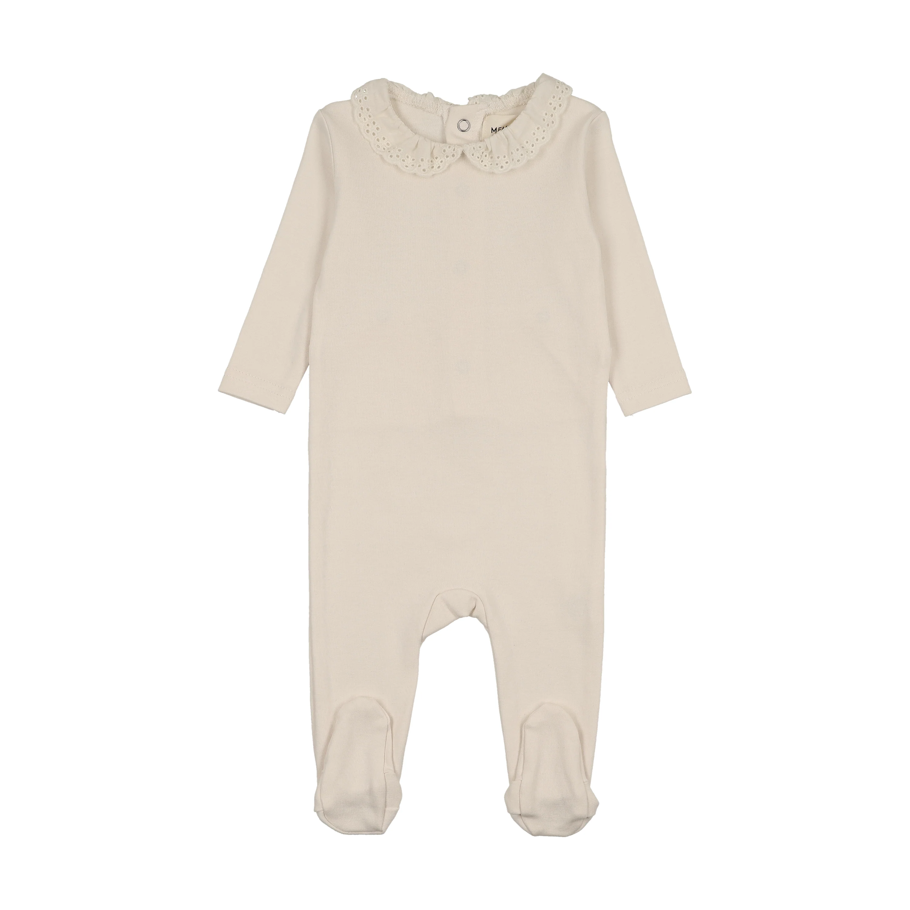 Mema Knits Ivory Lace Collar Footie (M419)