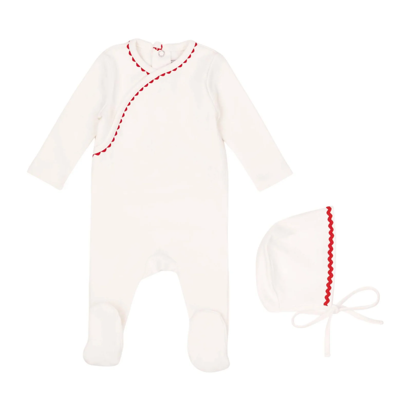 Mini Label Classic Ric Rac Set-Red on White *with blanket*