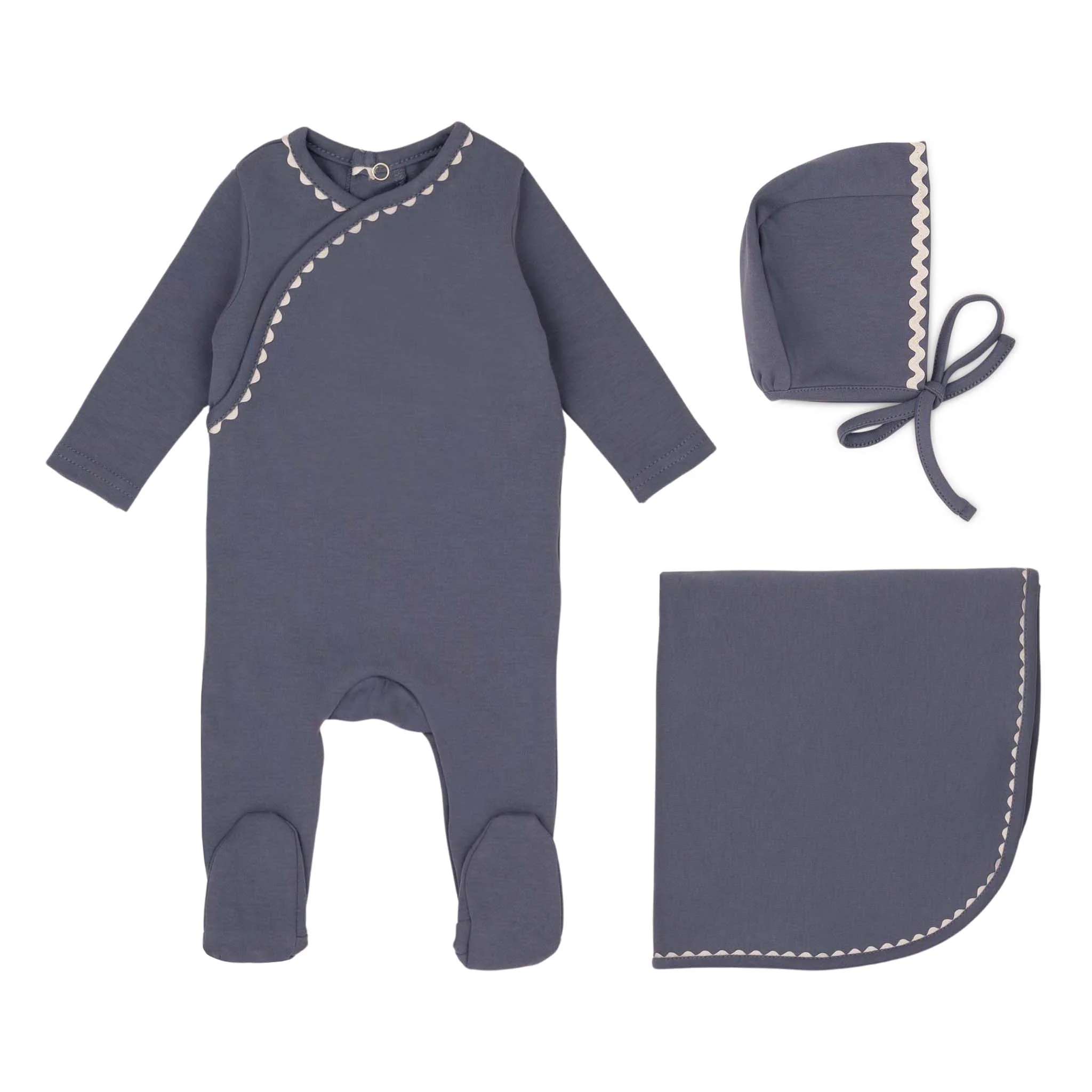Mini Label Classic Ric Rac Set-White on Blue