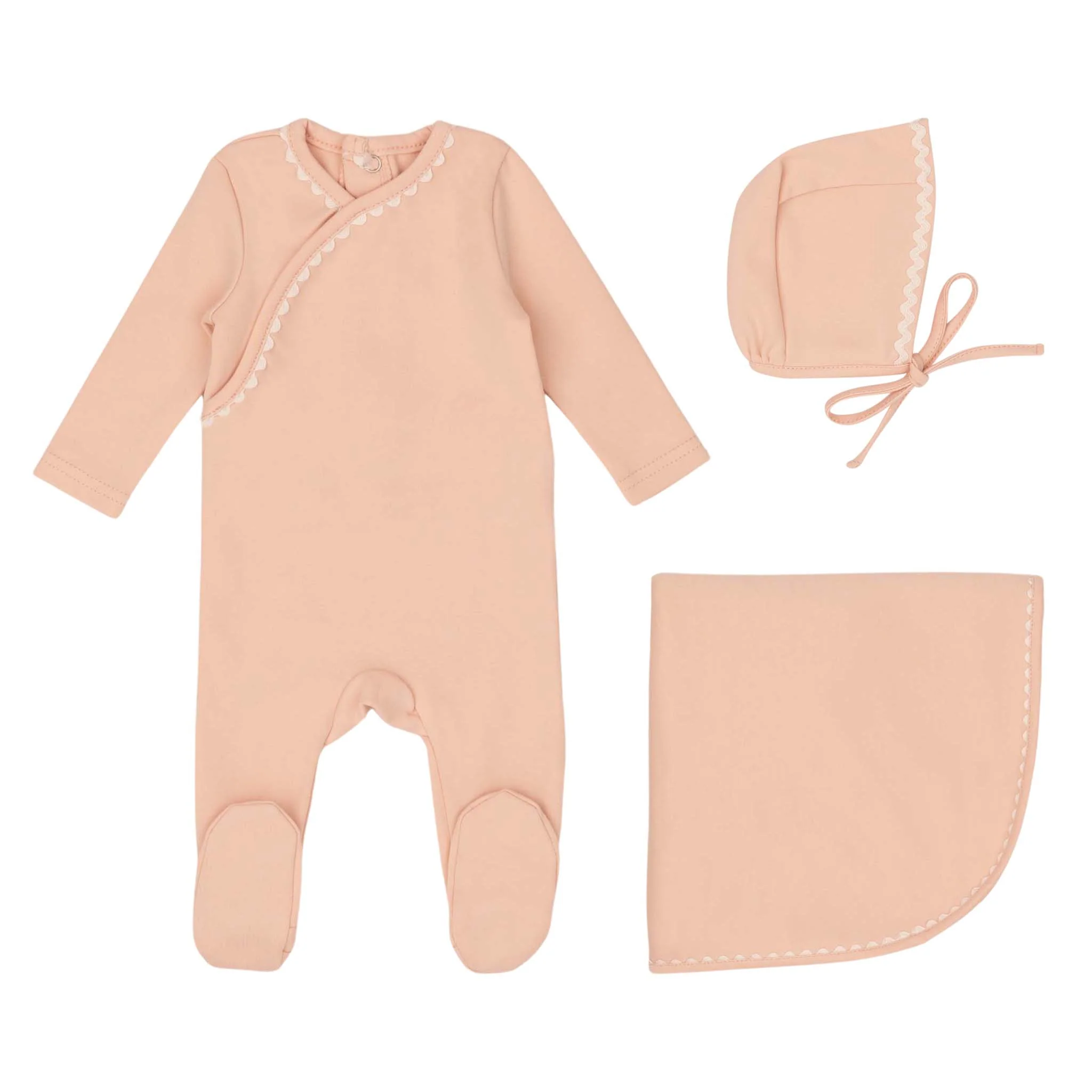 Mini Label Classic Ric Rac Set-White on Pink