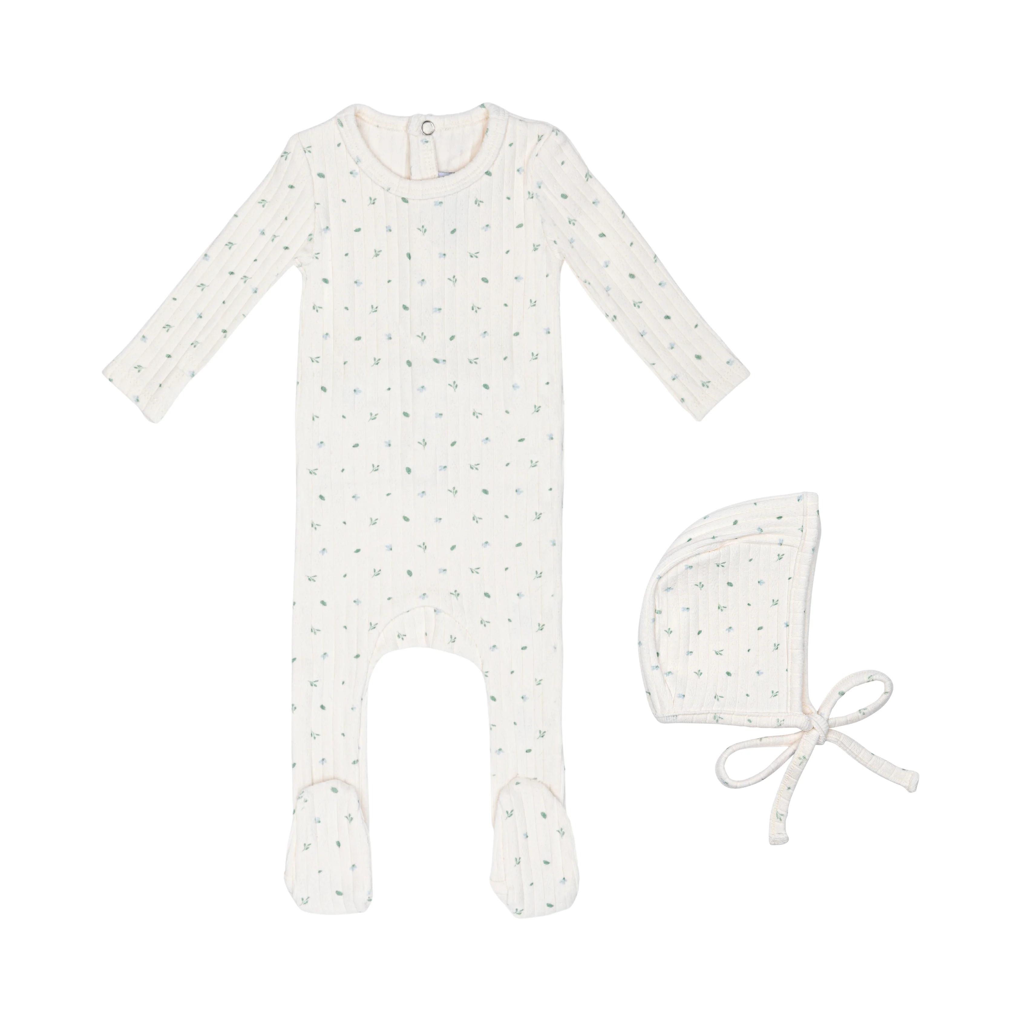 Minilabel Ivory Petal Pointelle Floral Footie and Hat-Boys