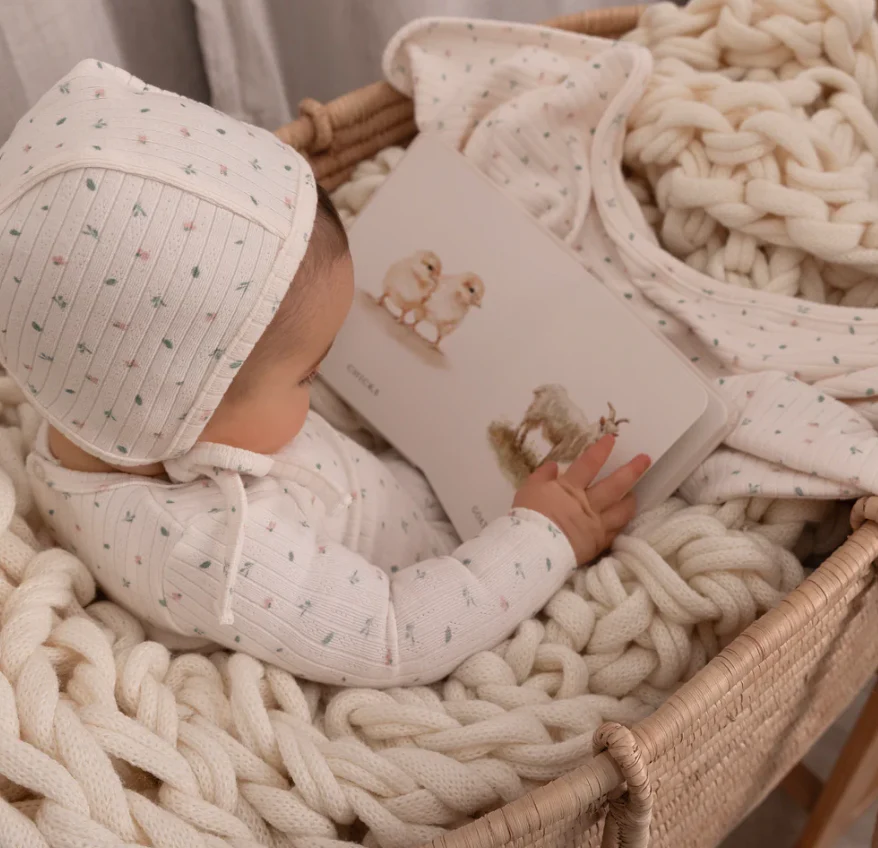 Minilabel Ivory Petal Pointelle Floral Footie and Hat-Girls - Image 3