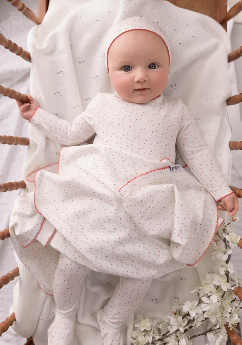 Minilabel White Bright Floral Print Footie and Hat-Girls - Image 2