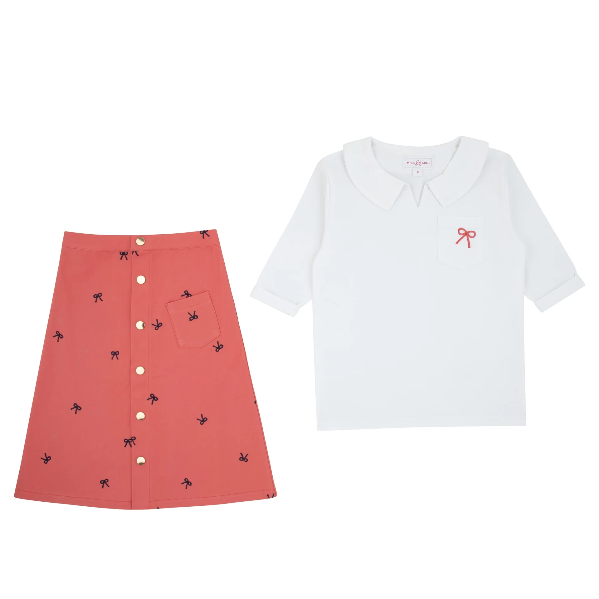 Miss Mini Bikes & Bows T-Shirt & Skirt Set Teen
