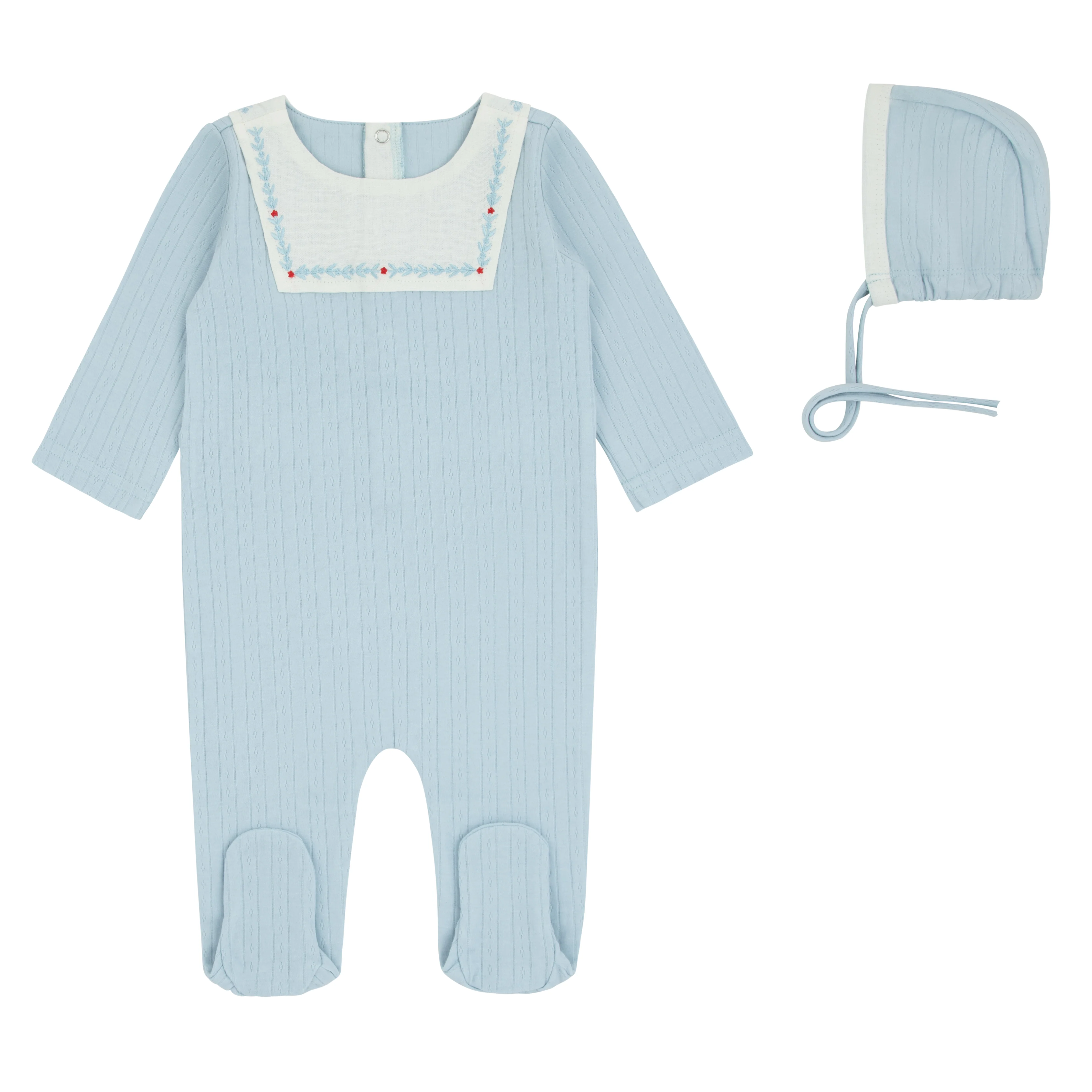 Miss Mini Pointelle Knit Shabbos Romper Boy