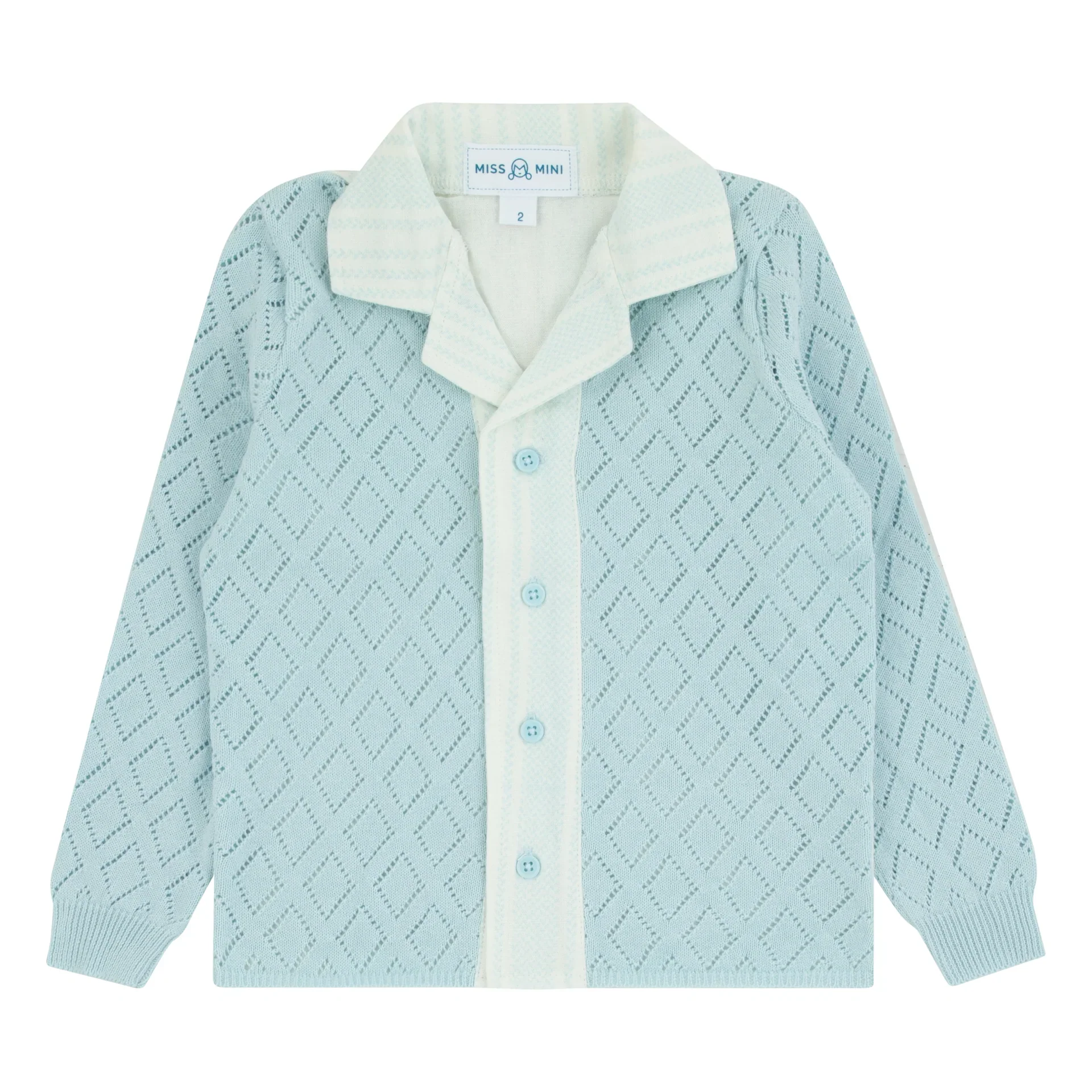 Miss Mini Pointelle Knit Shabbos Shirt Boy