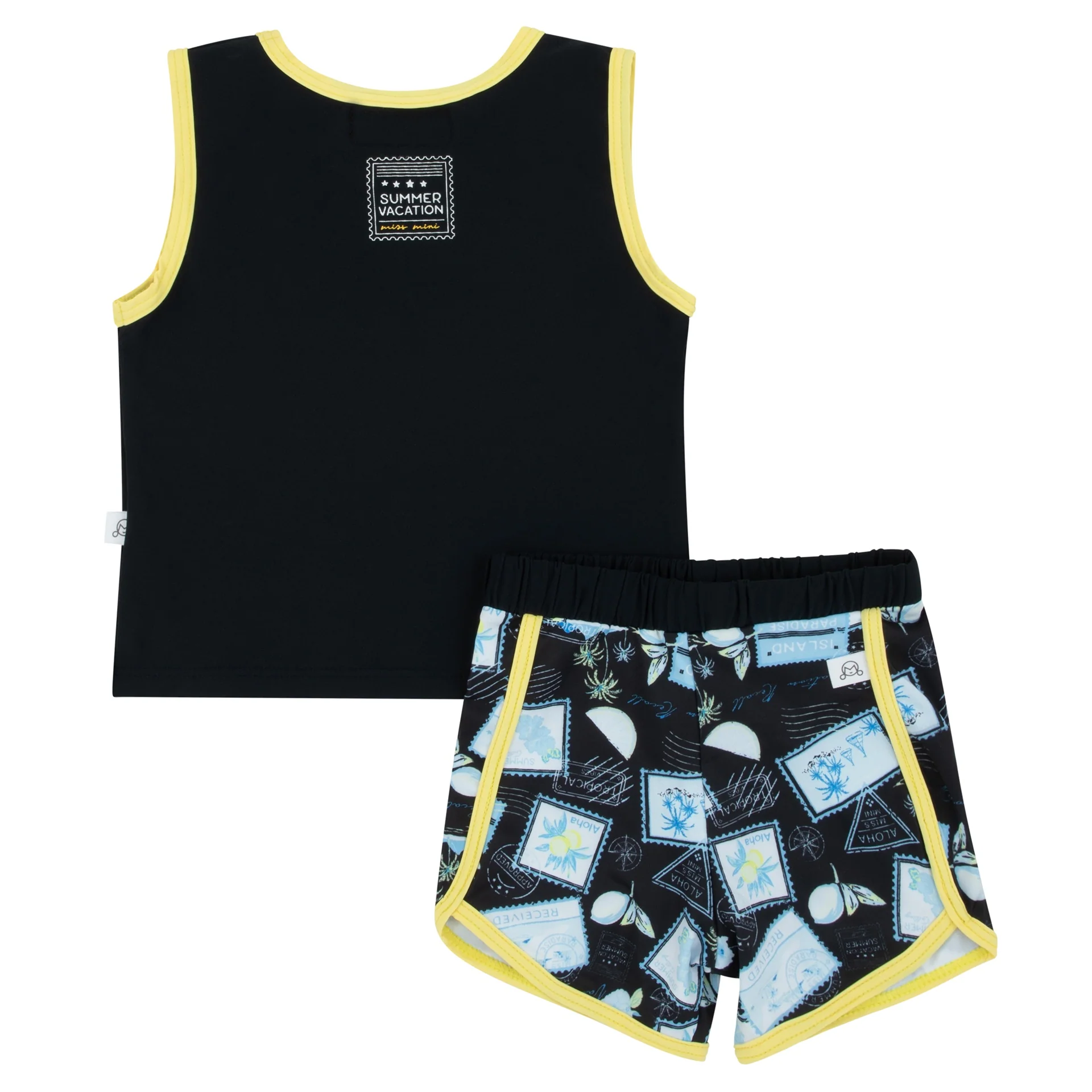 Miss Mini Postcard Swim Tan & Shorts Set - Image 2