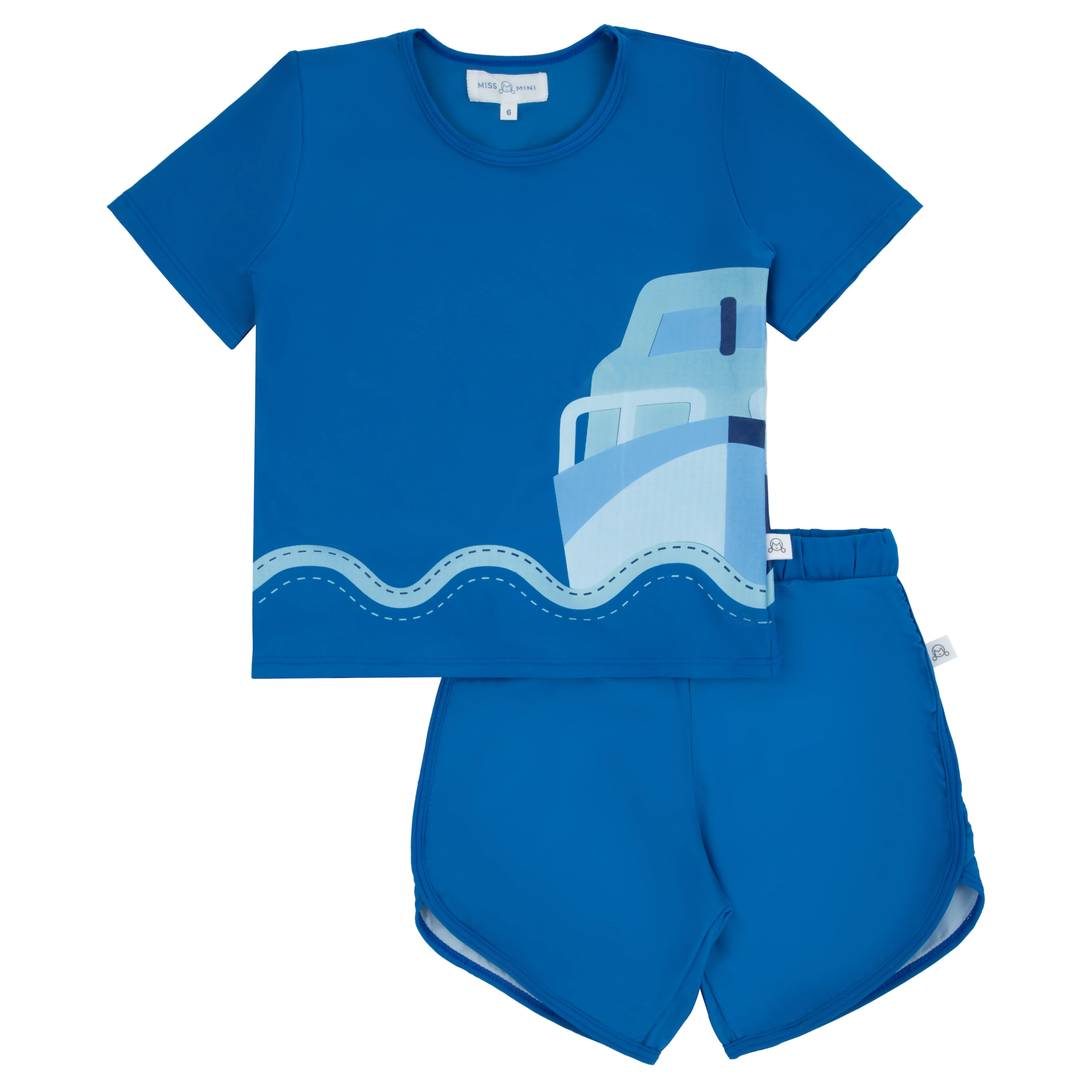 Miss Mini Scalloped Swim Top & Bottom Shorts Set