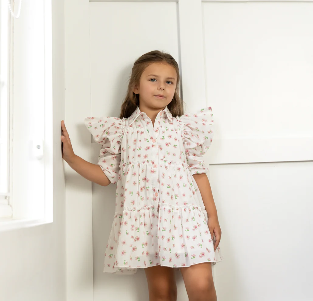 Mode Avant Paris Soft Pink Tiered Floral Dress