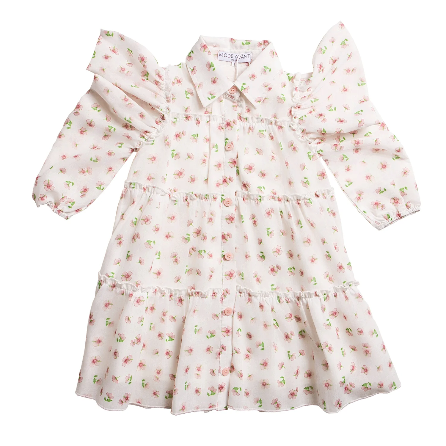 Mode Avant Paris Soft Pink Tiered Floral Dress - Image 2