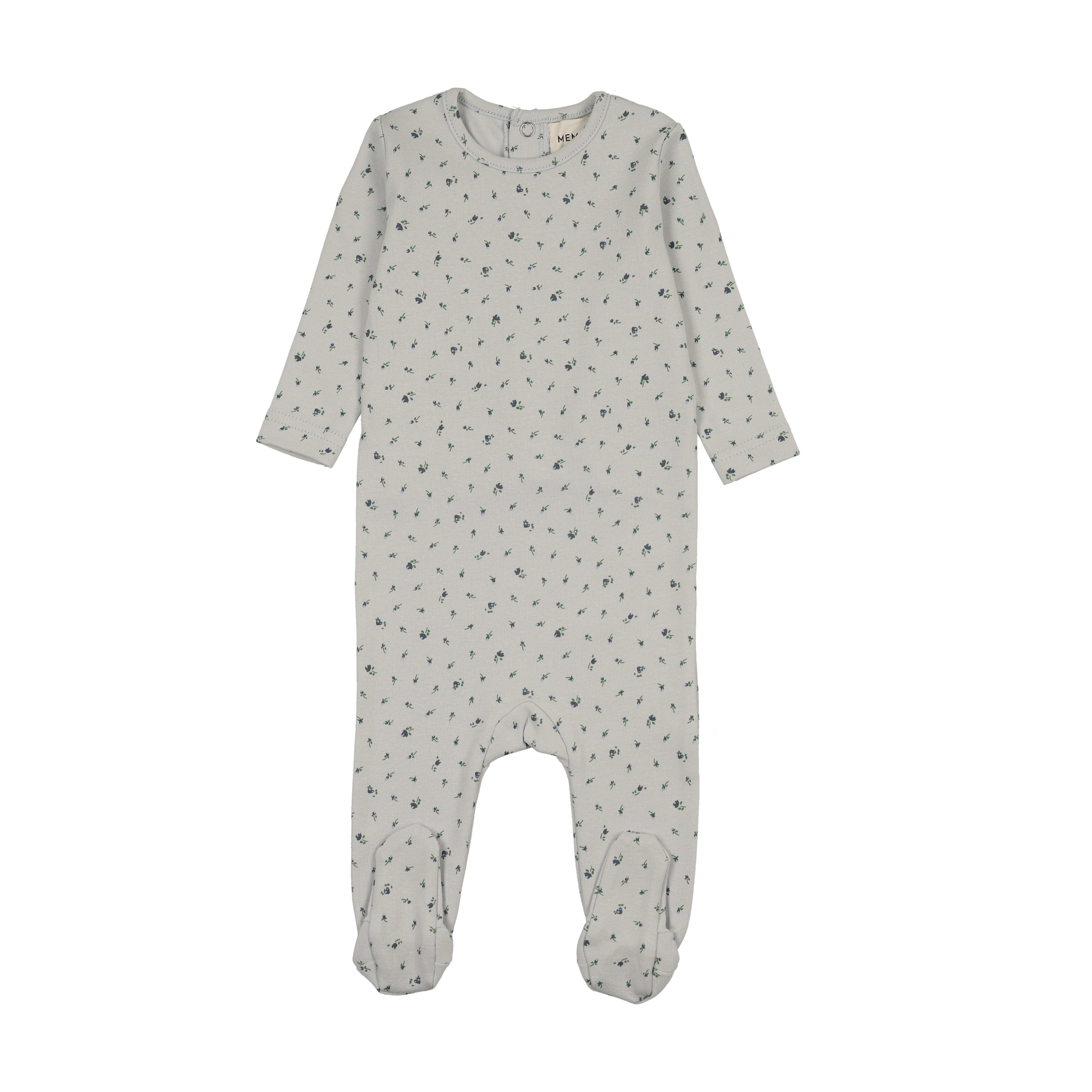 Mema Knits Floral Print Snap Back Footie - Navy Floral Print