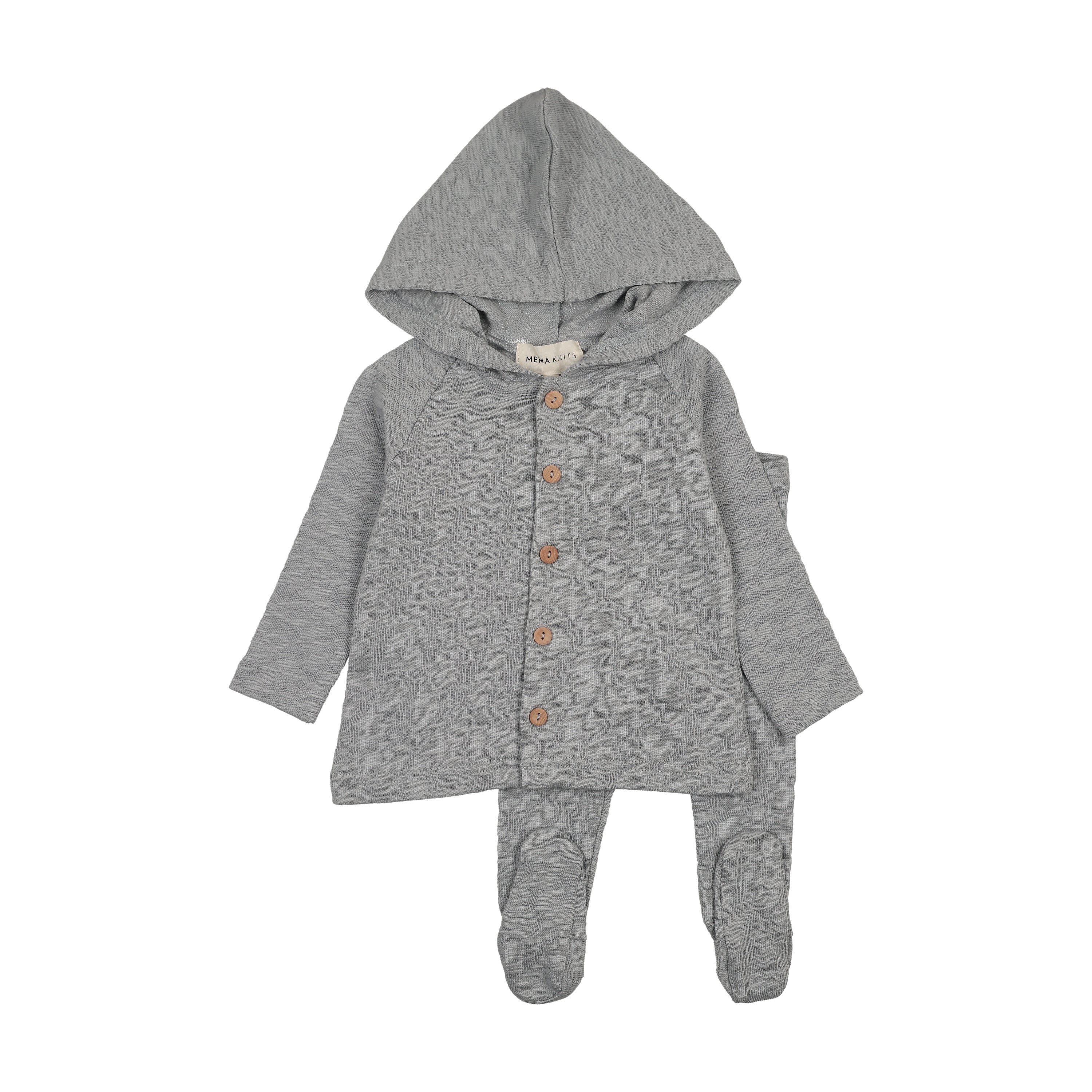 Mema Knits Hooded 2-Peice Set - Dove Blue