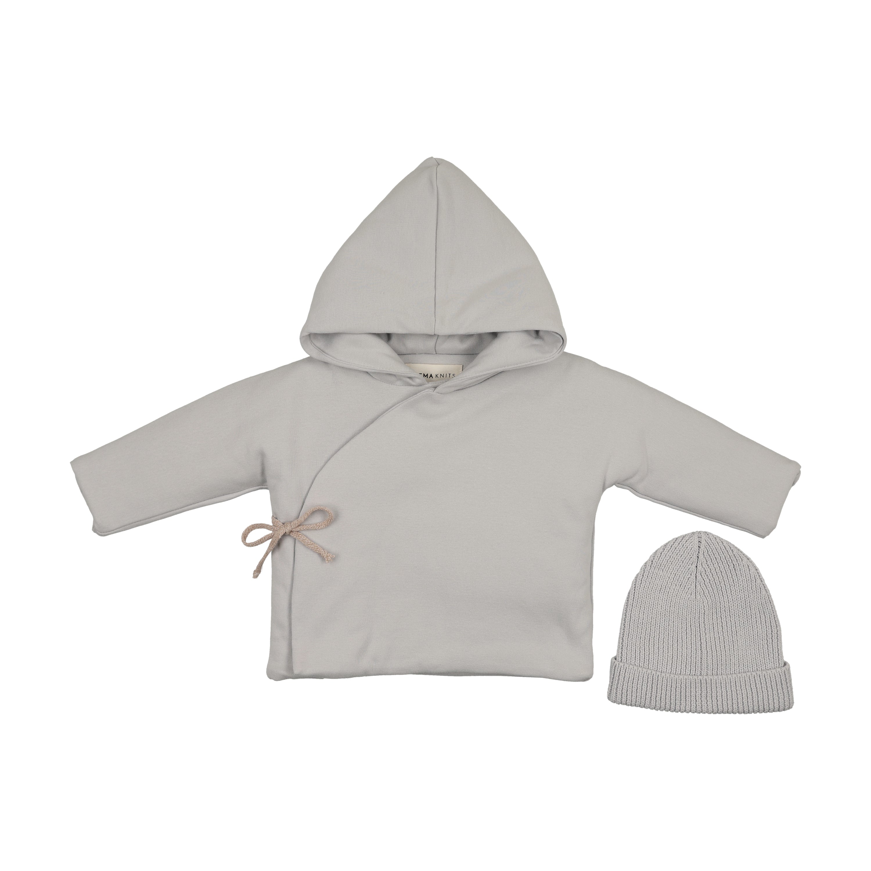 Mema Knits Quilted Jacket + Knit Beanie - Gray Dawn