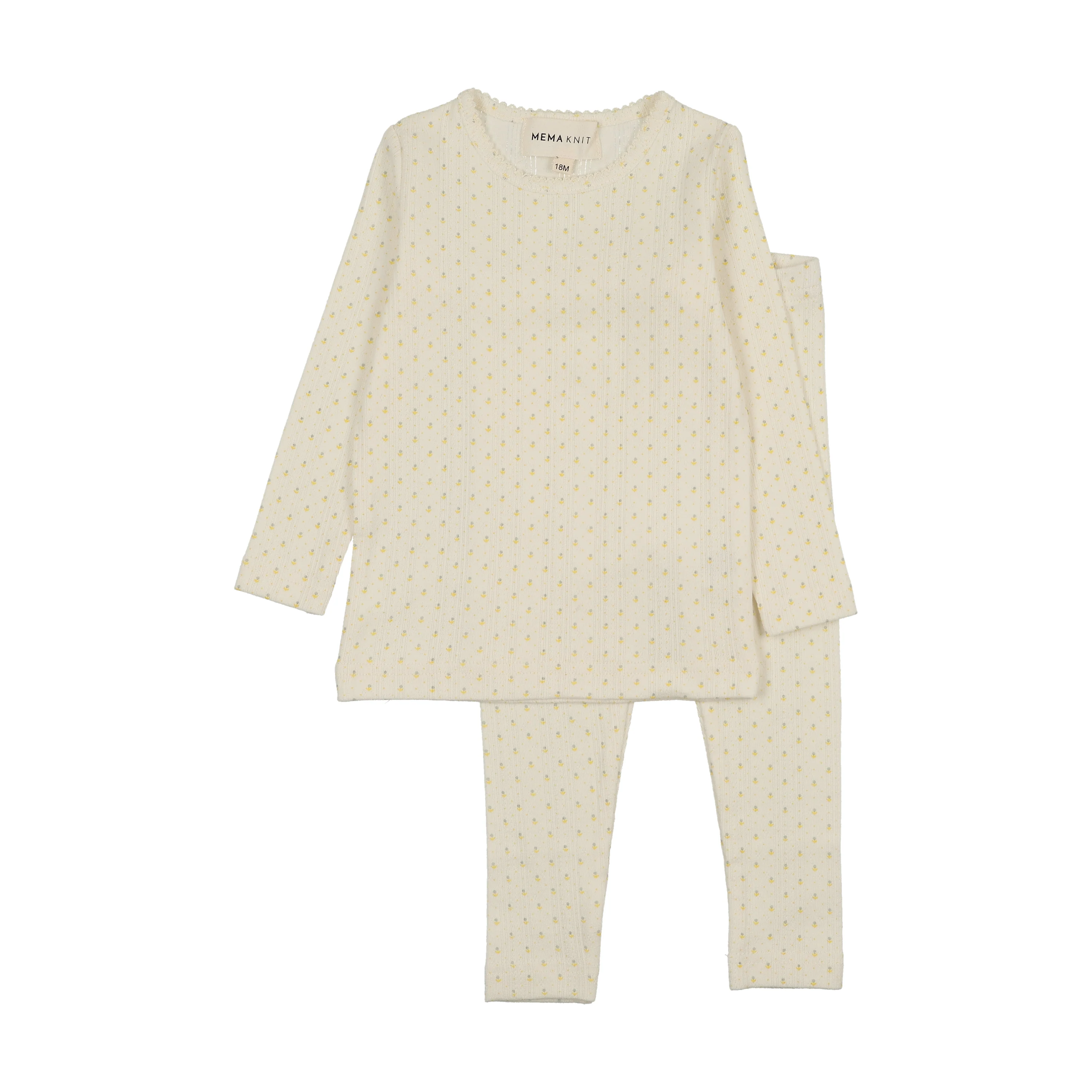 Mema Knits Tulip Print 2-Piece Set - Yellow Tulip Print