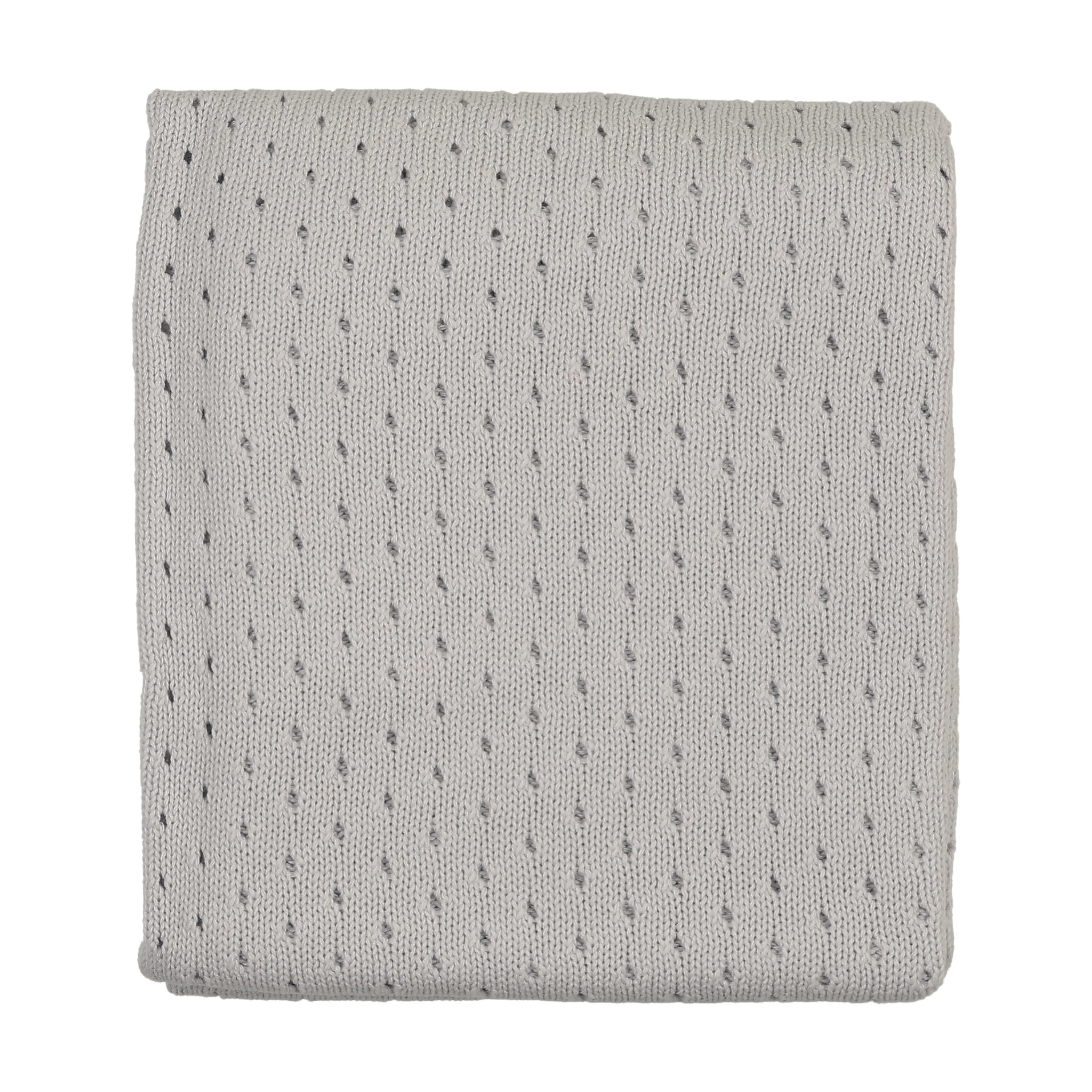 Mema Knits Pointelle Knit Blanket - Gray Dawn