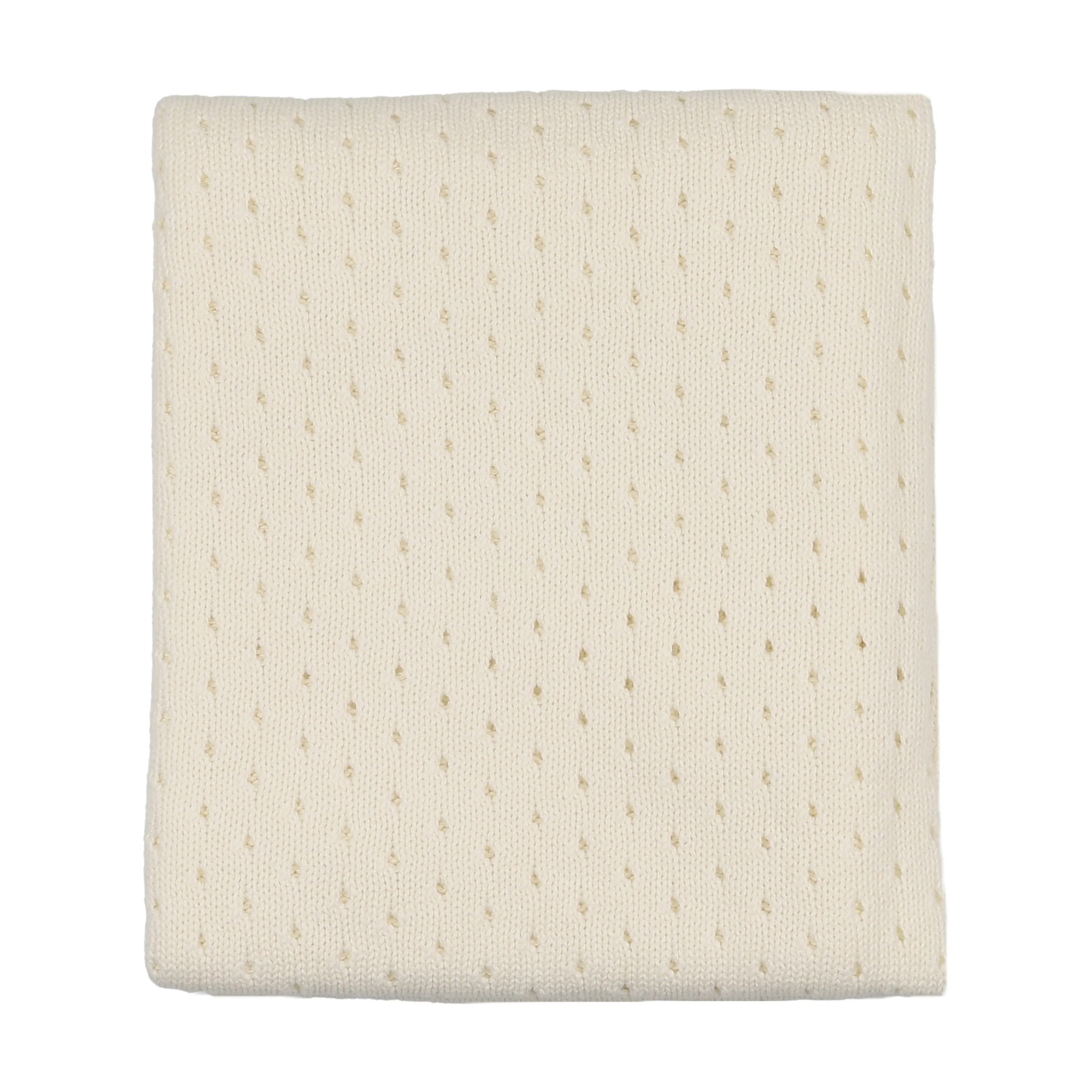 Mema Knits Pointelle Knit Blanket - Ivory