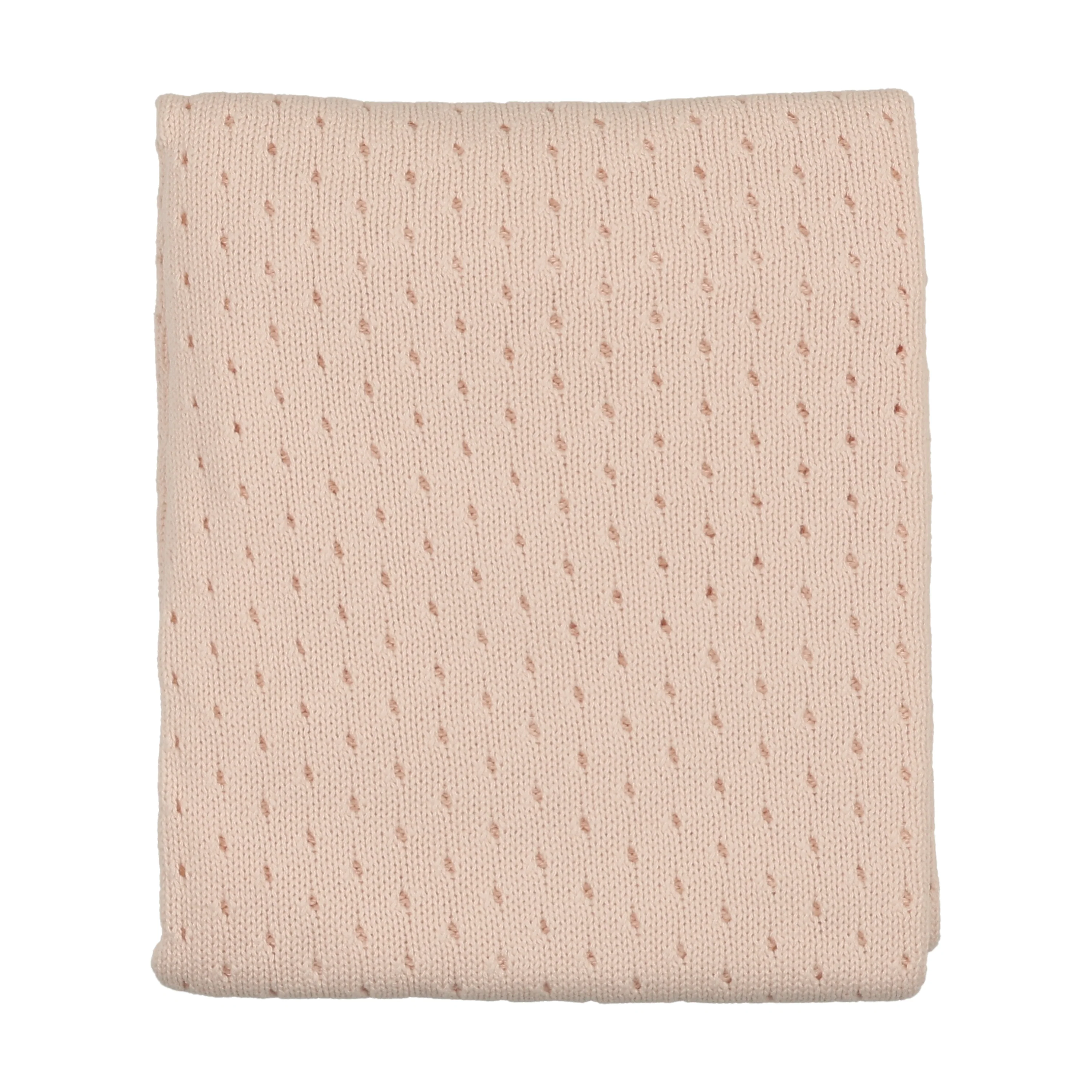 Mema Knits Pointelle Knit Blanket - Light Pink