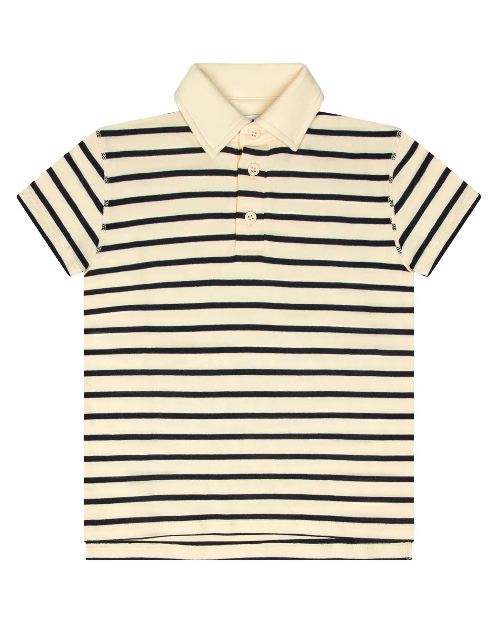Little Parni Navy Ivory Wide Striped Boys Polo (K615)