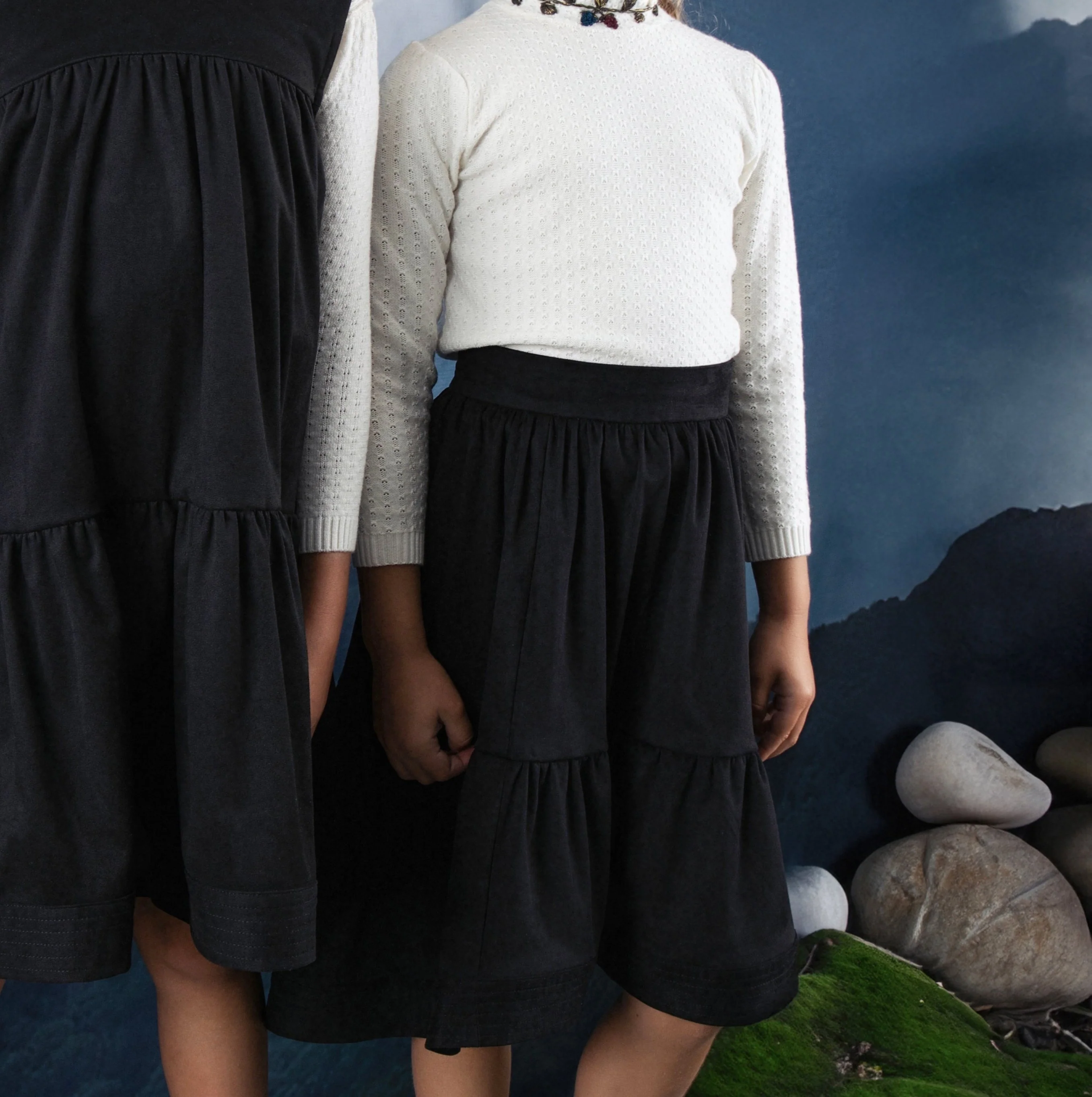 Noma Black Seude High Low Skirt (NSK742)