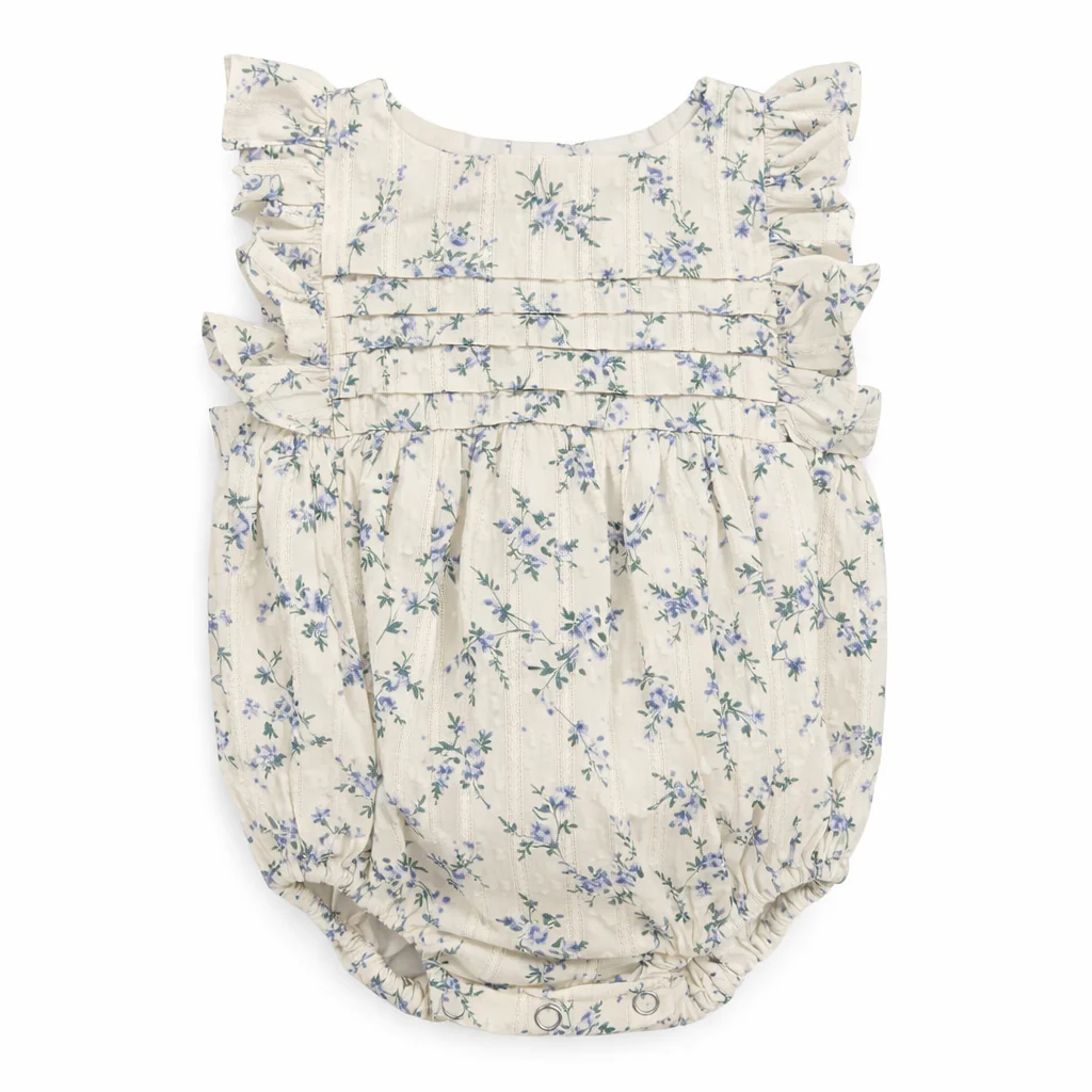 Noma Blue Stripe Eyelet Print Romper