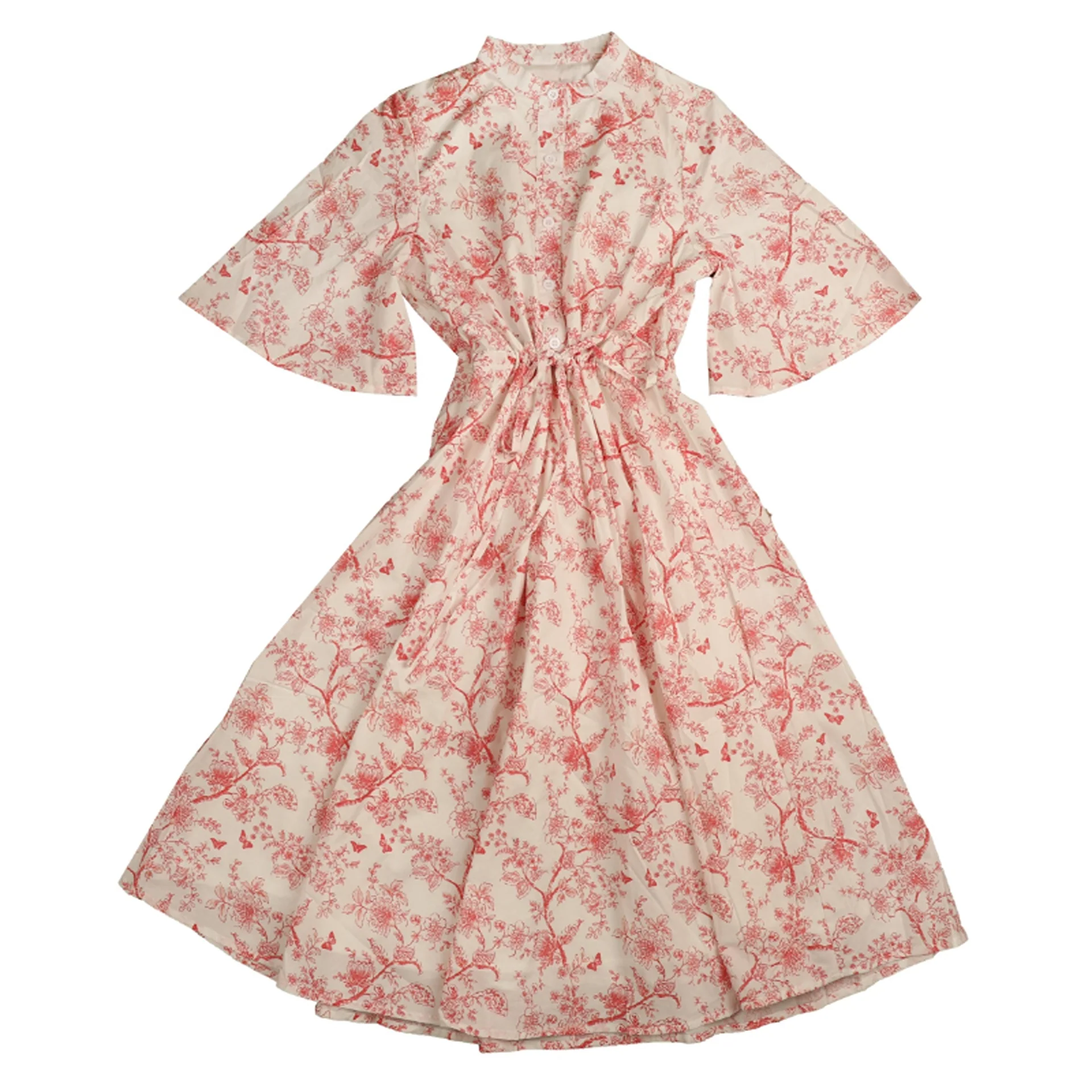 Noma Coral Toile Print Waisted Dress - Image 2