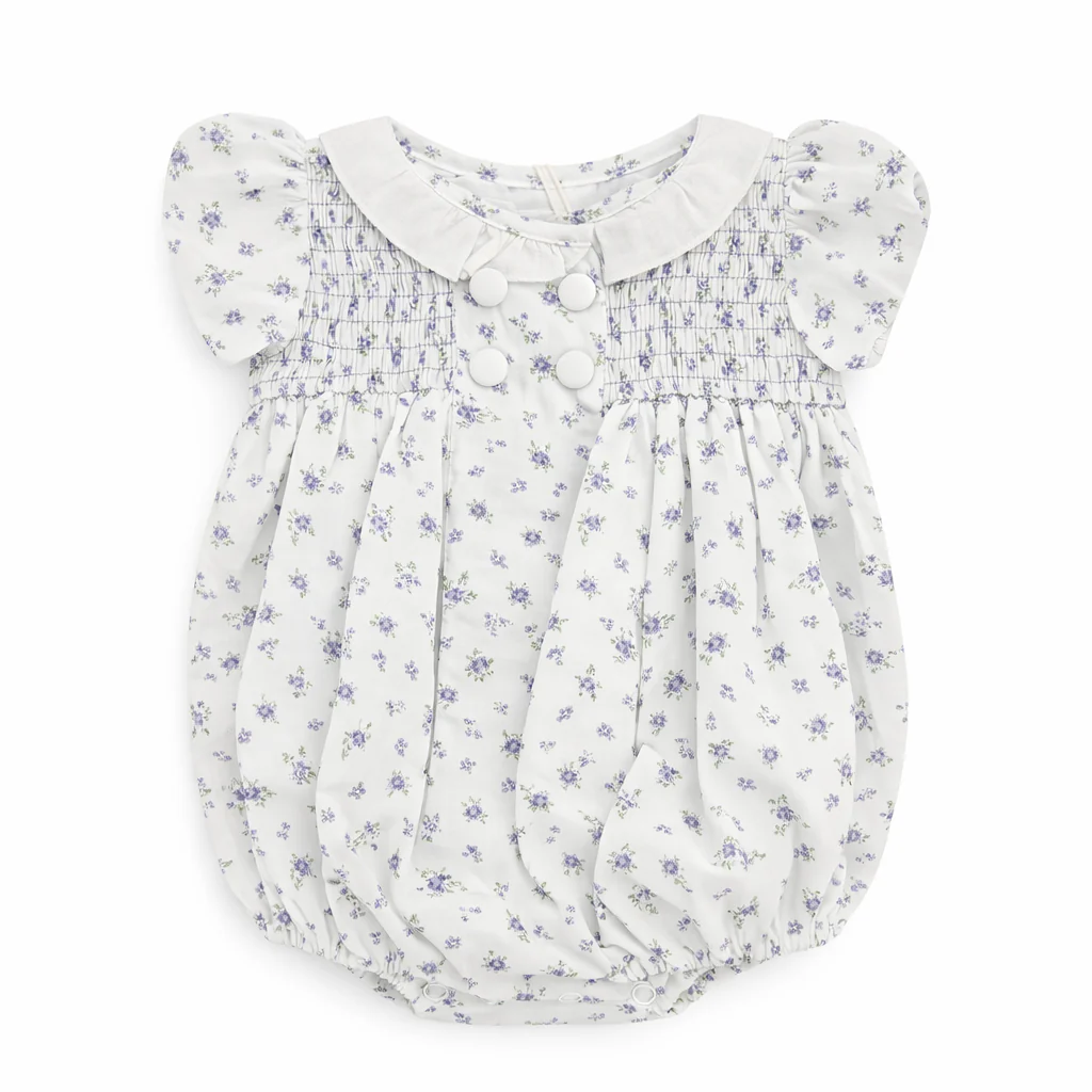 Noma Lavender Floral Smocked Double Button