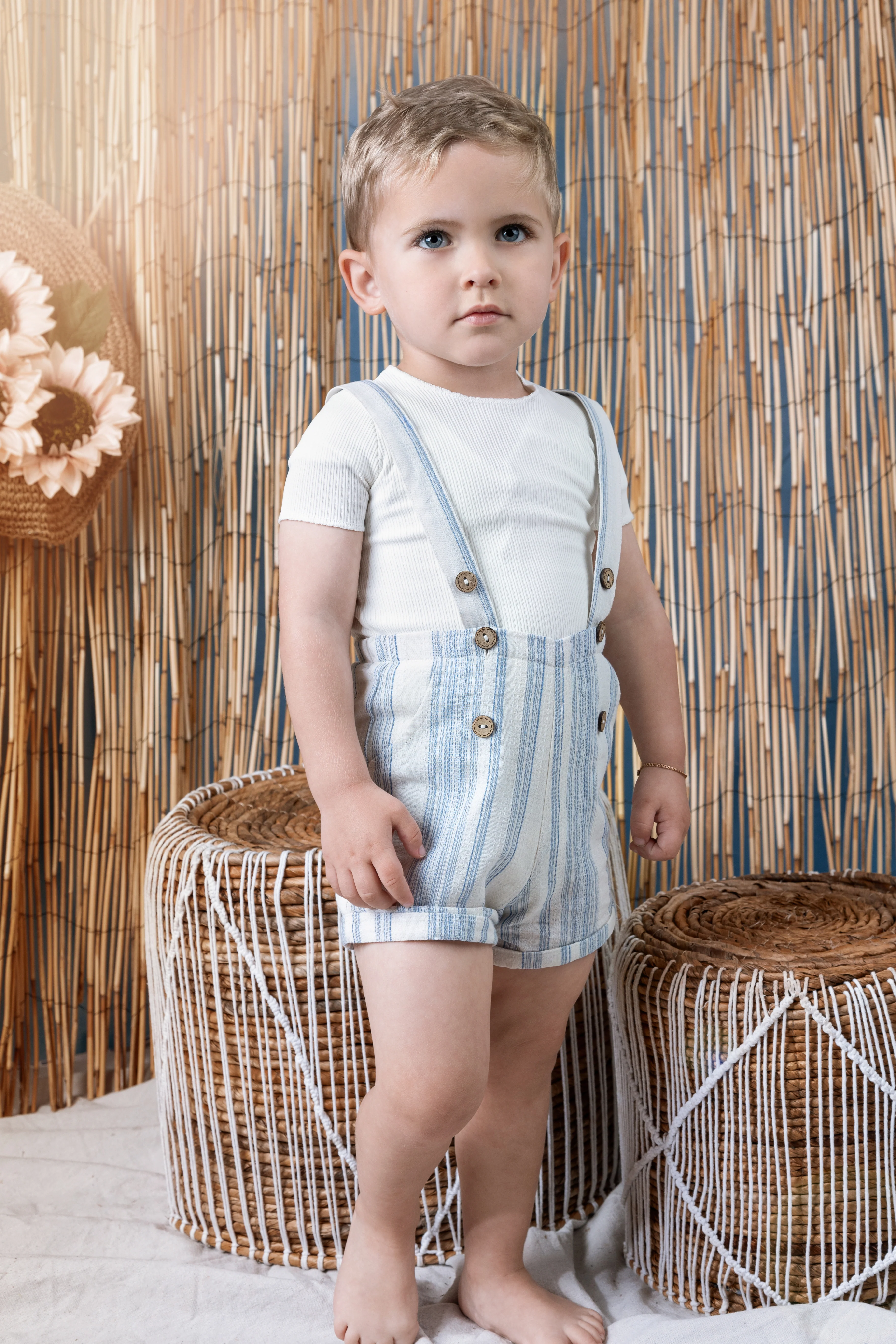 Noma Light Blue Stripe Striped H Bar Overall (NBB705) - Image 2
