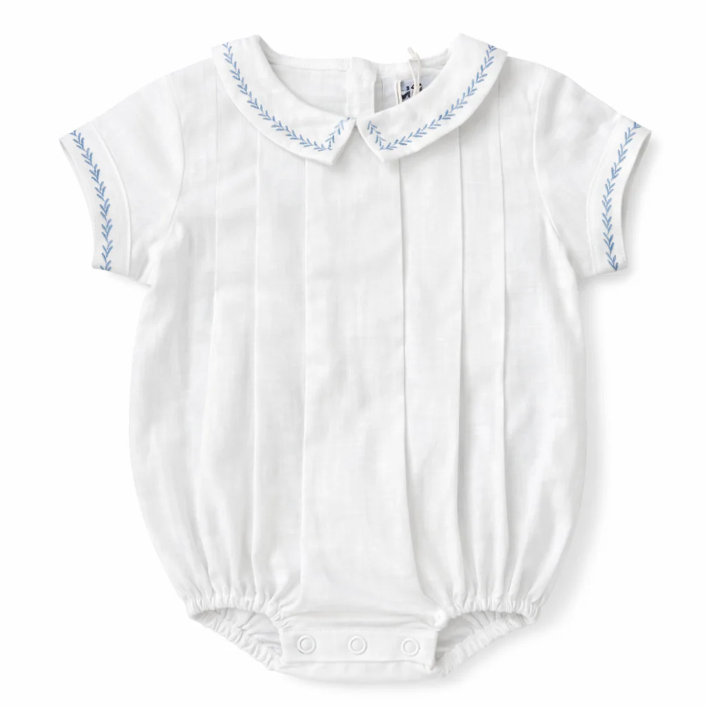 Noma Light Blue Embroidered Collar Romper