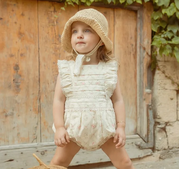 Noma Light Stone/ Sage Floral Trellis Romper