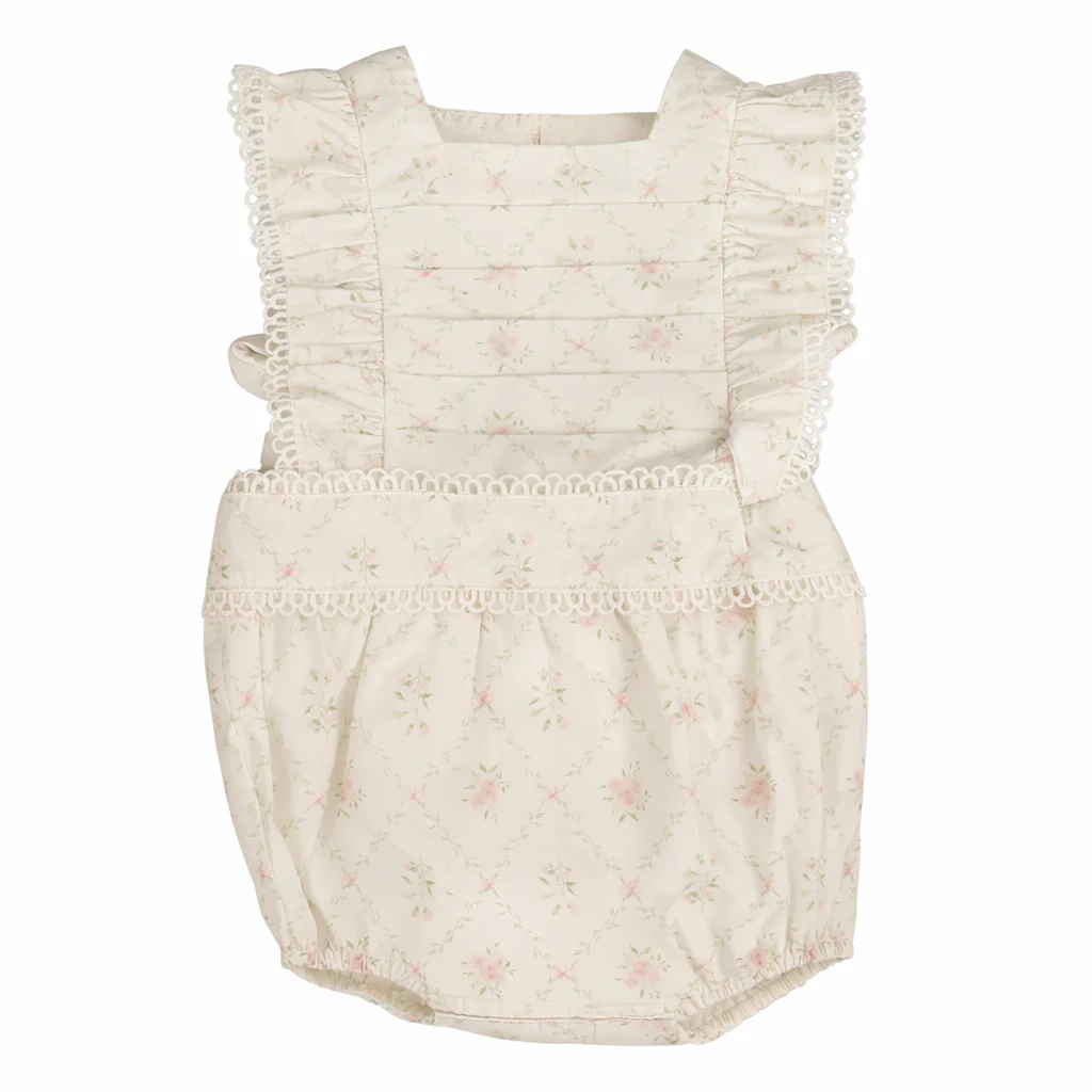 Noma Light Stone/ Sage Floral Trellis Romper - Image 2