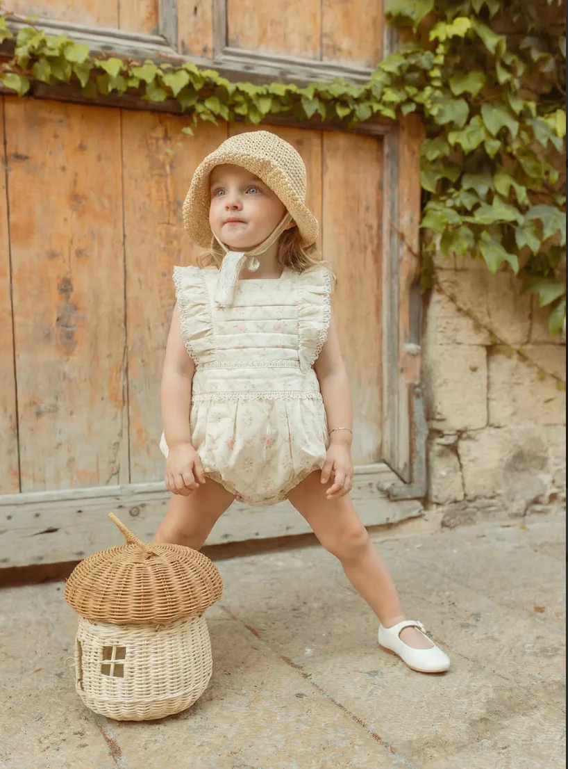Noma Light Stone/ Sage Floral Trellis Romper - Image 3