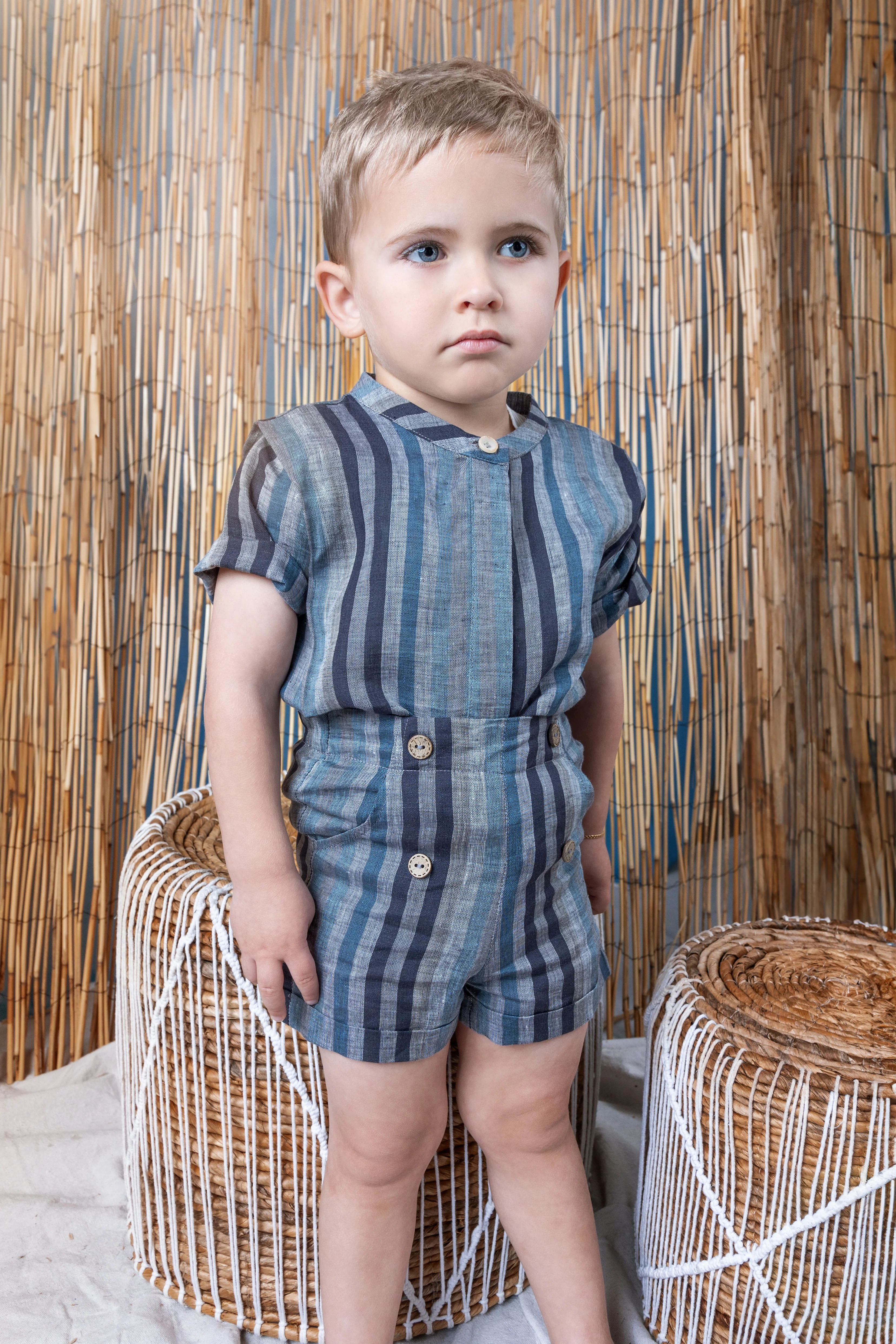 Noma Navy Wide Striped H Bar Overall (NBB704) - Image 2