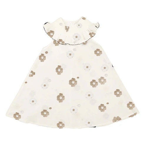 NOMA SAND FRILL AROUND NECK EMBROIDERED FLOWER DRESS