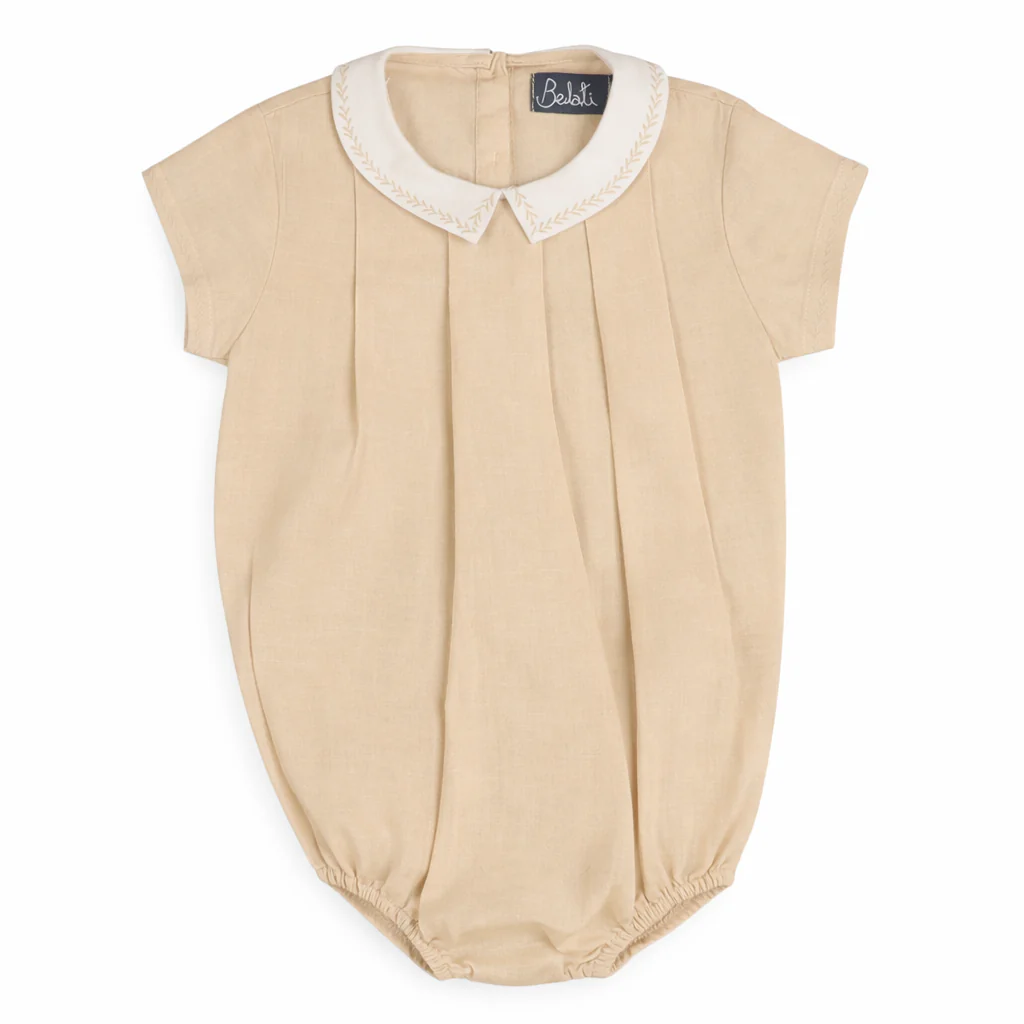 Noma Tan Embroidered Collar Romper