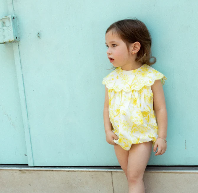 Noma Yellow Toile Print Baby Romper - Image 2