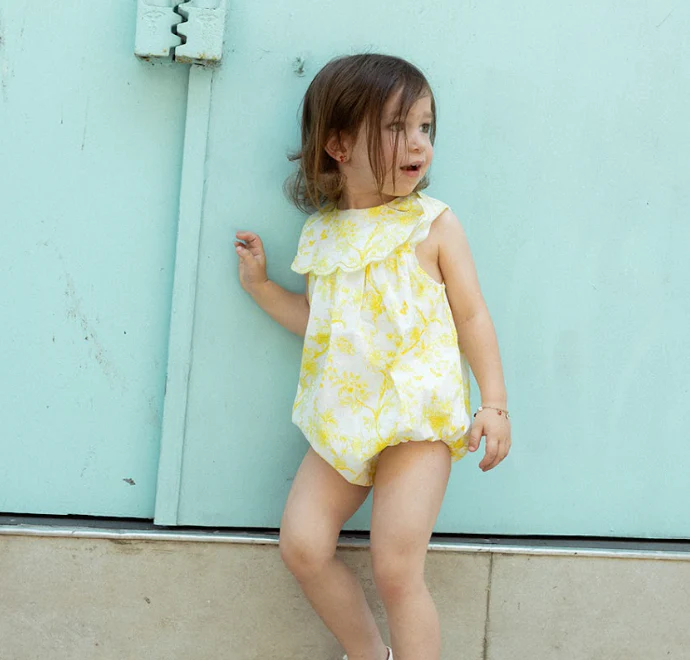 Noma Yellow Toile Print Baby Romper - Image 3