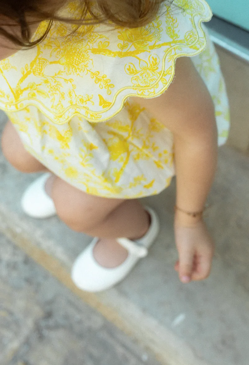 Noma Yellow Toile Print Baby Romper - Image 4