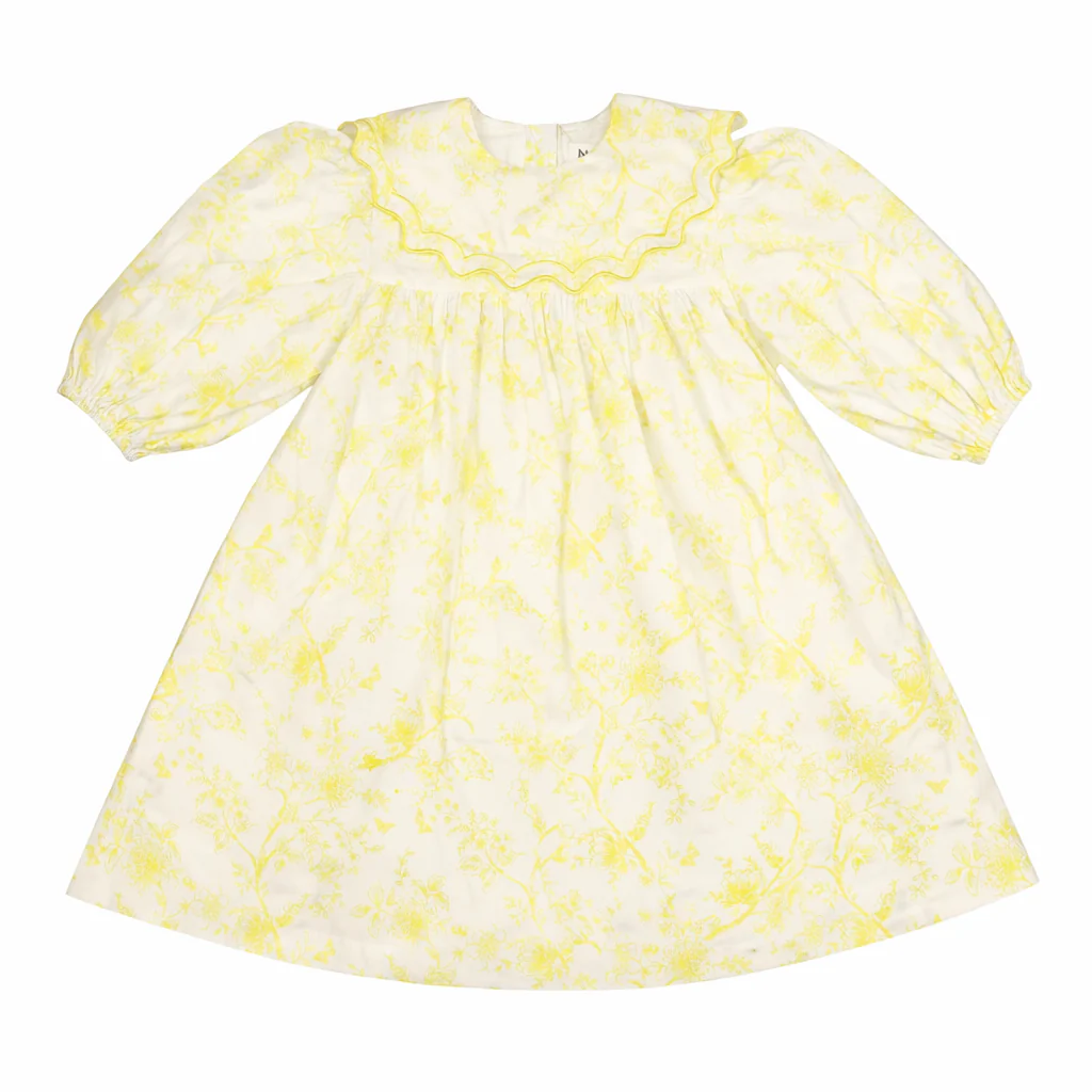 Noma Yellow Toile Print Large Collar Dress NDR402